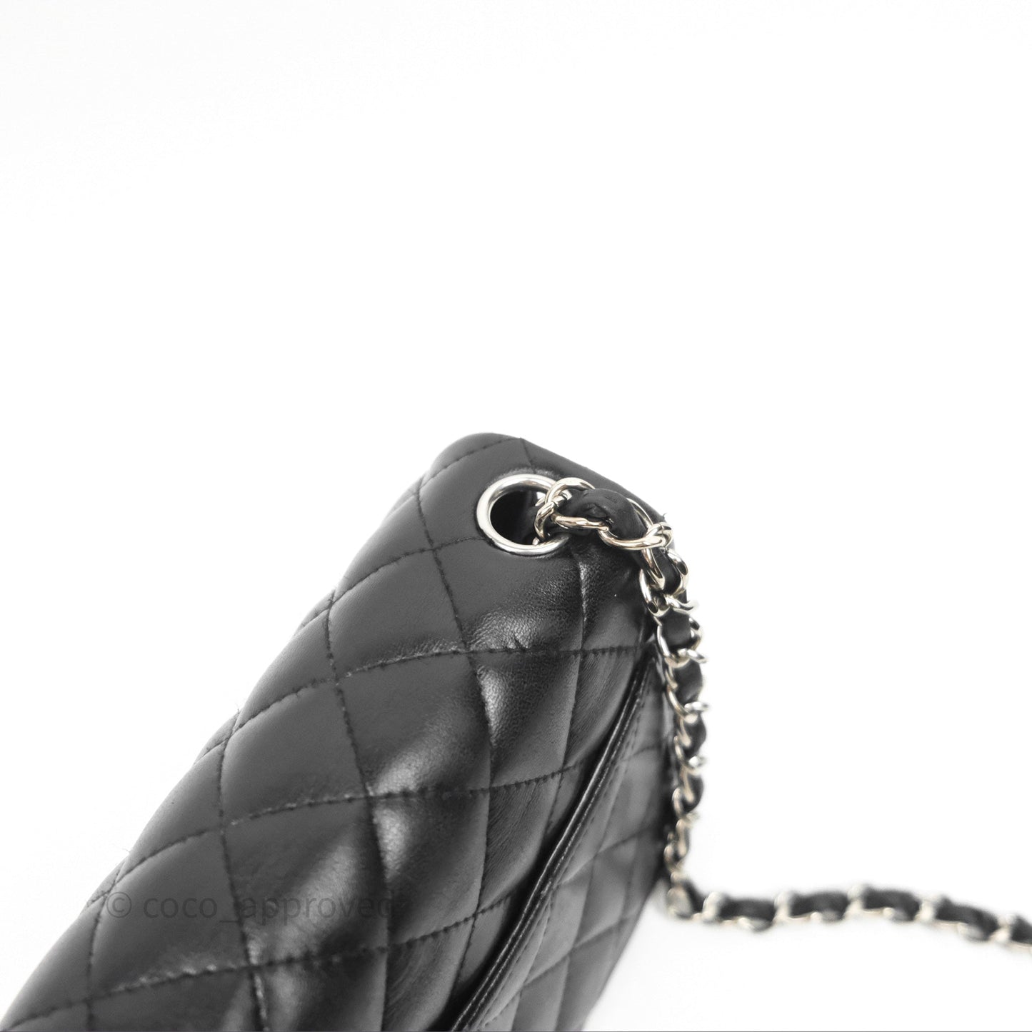 Chanel Mini Square Flap Quilted Black Lambskin Silver Hardware