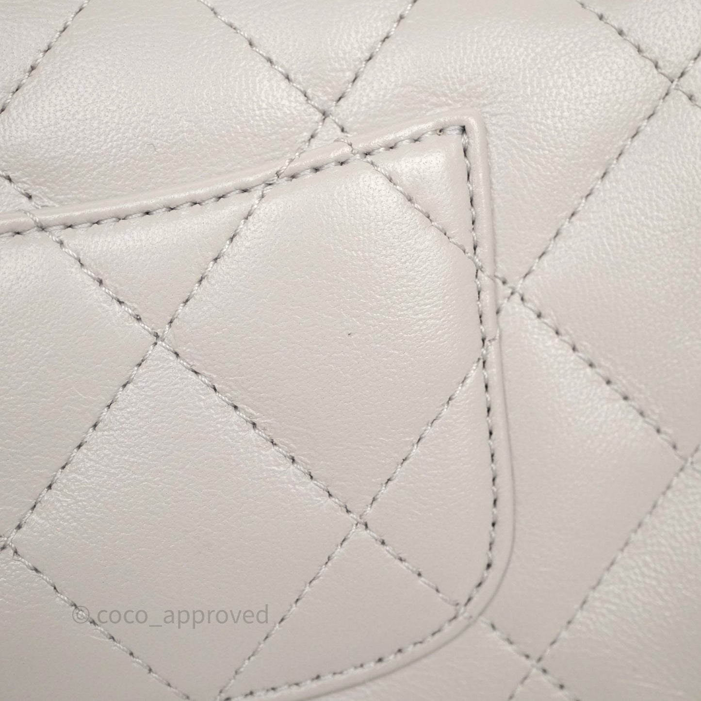 Chanel Heart Crush Mini Flap Bag Light Grey Lambskin Aged Gold Hardware 24P