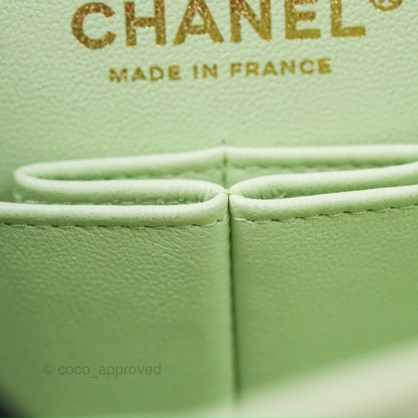 Chanel Small Quilted Classic Flap Mint Green Caviar Gold Hardware 22C
