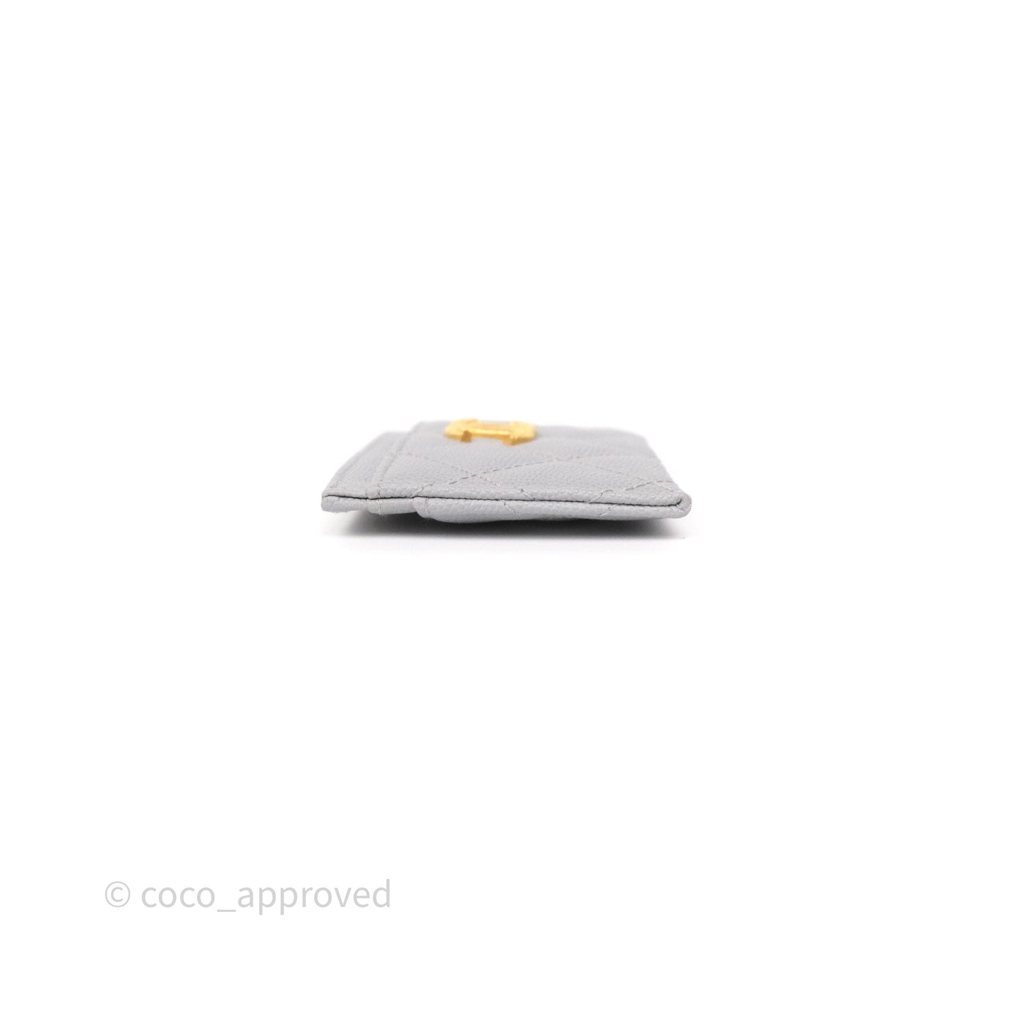 Chanel Card Holder Grey Caviar Gold Hardware