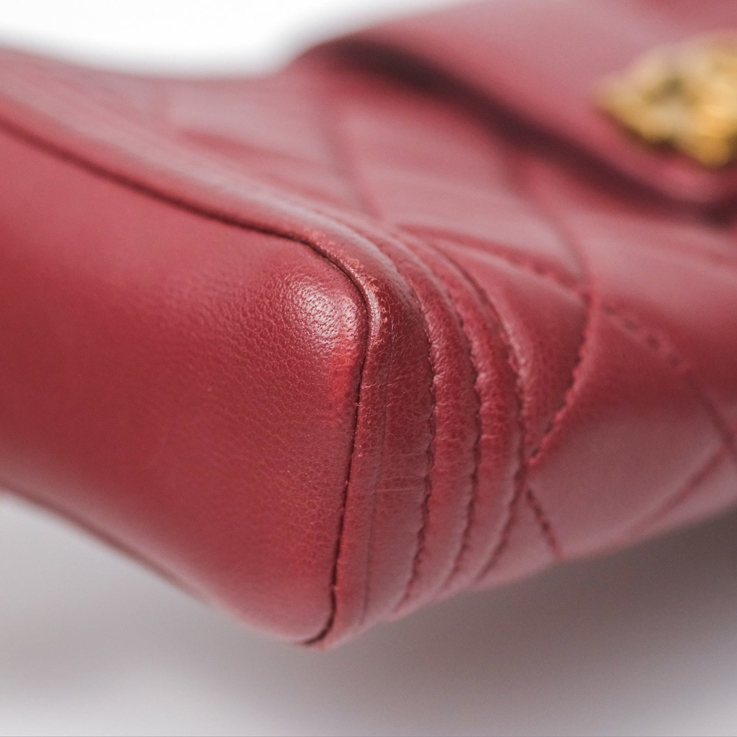 Chanel Quilted Boy Coin Case Dark Red Aged Gold Hardware