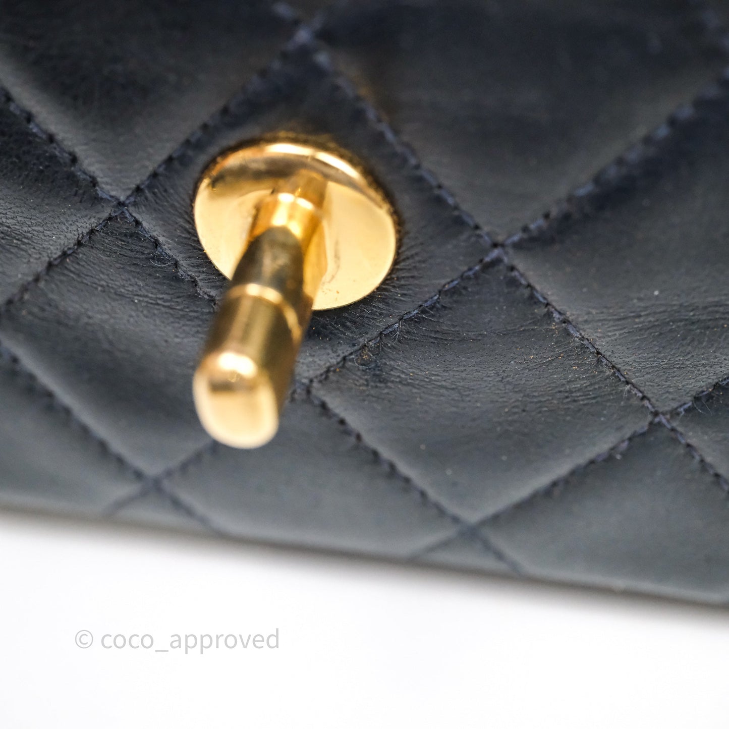 Chanel Vintage M/L Lambskin Medium Double Flap Bag Navy 24K Gold Hardware