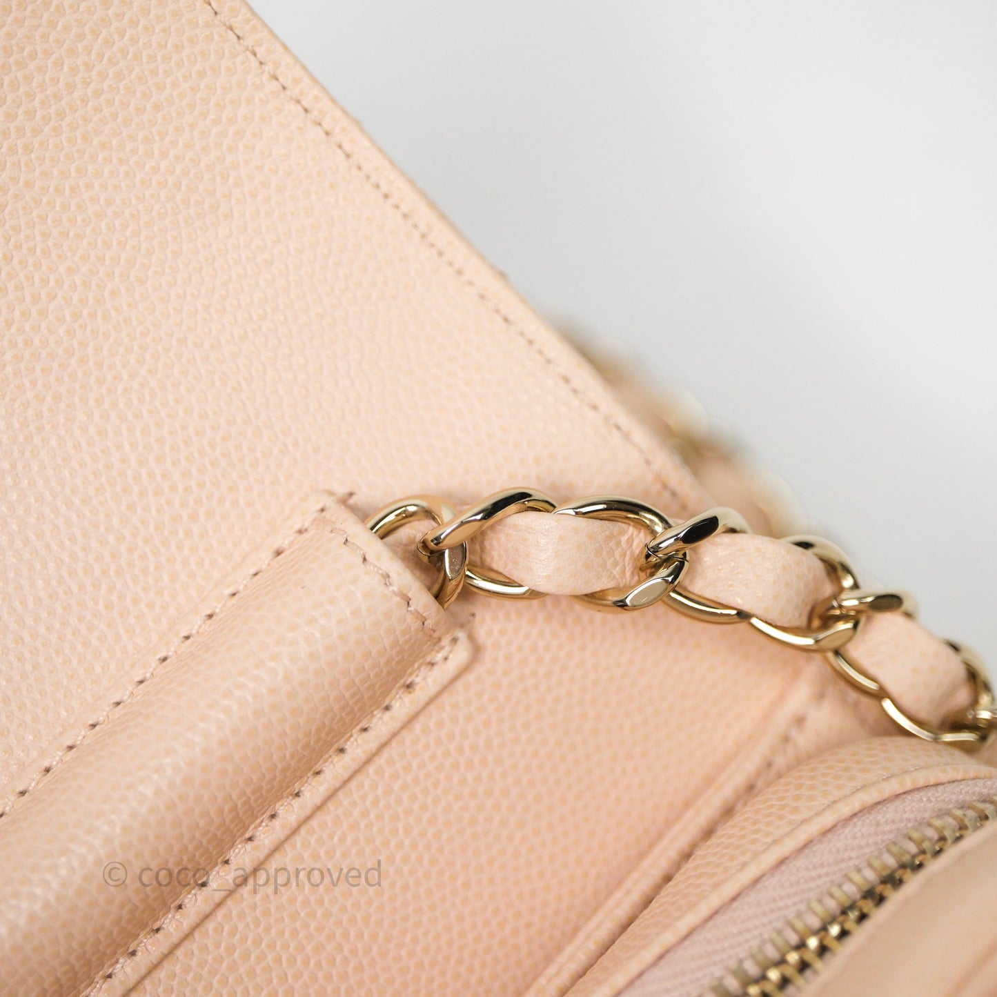 Chanel Small Like The Wallet Flap Quilted Light Beige Pink Caviar Gold Hardware 22C
