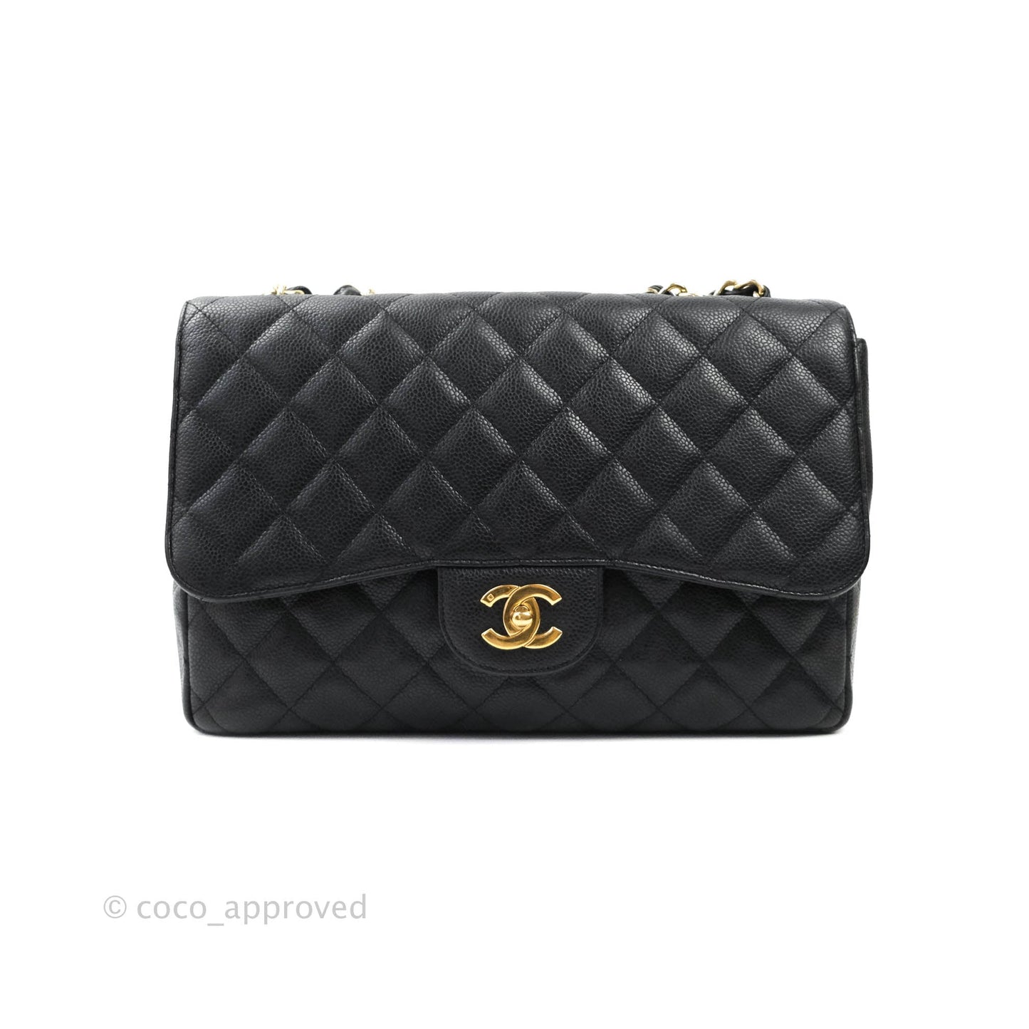 Chanel Classic Jumbo Single Flap Black Caviar 24K Gold Hardware⁣⁣