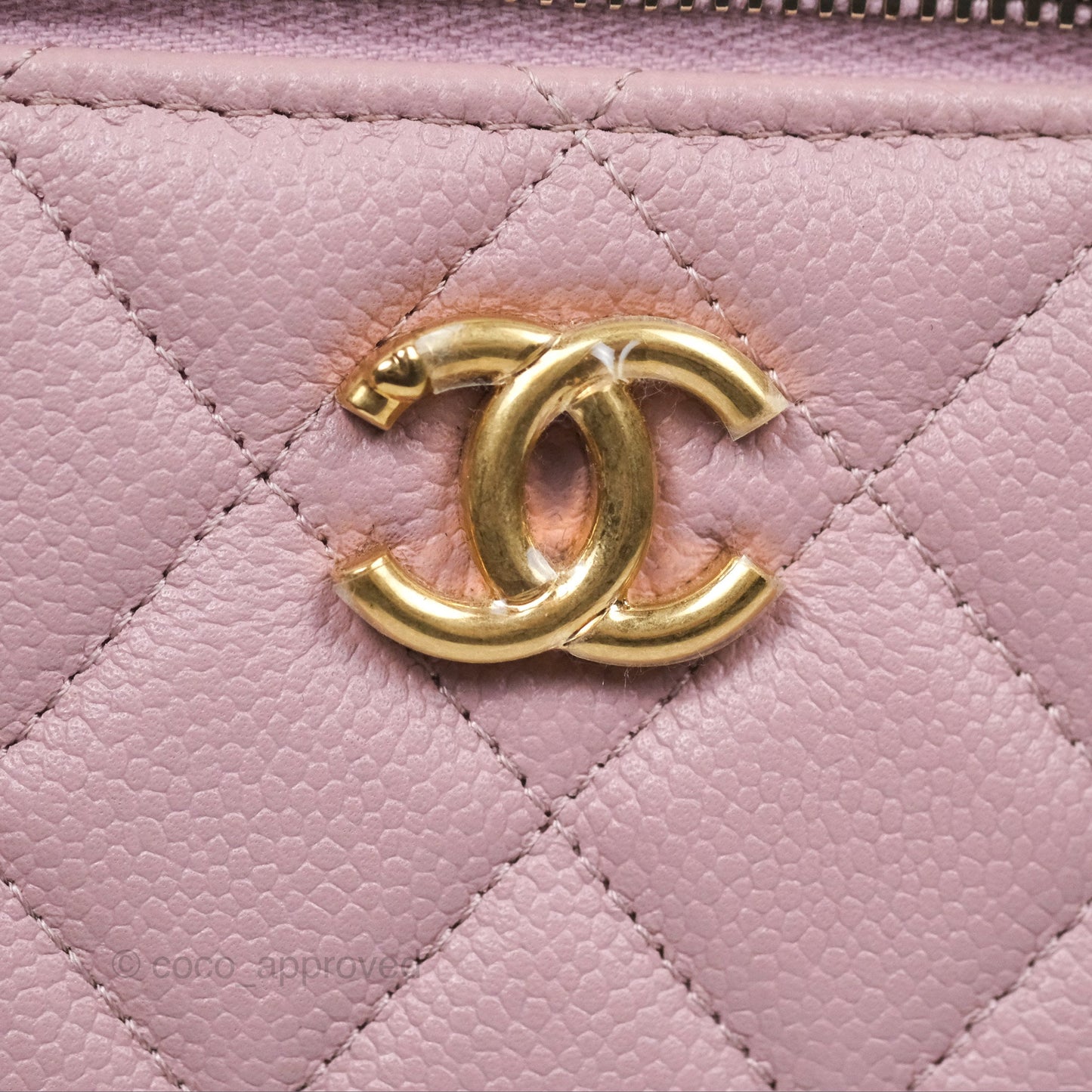 Chanel Vanity with Heart Adjustable Chain Dusty Pink Caviar Aged Gold Hardware