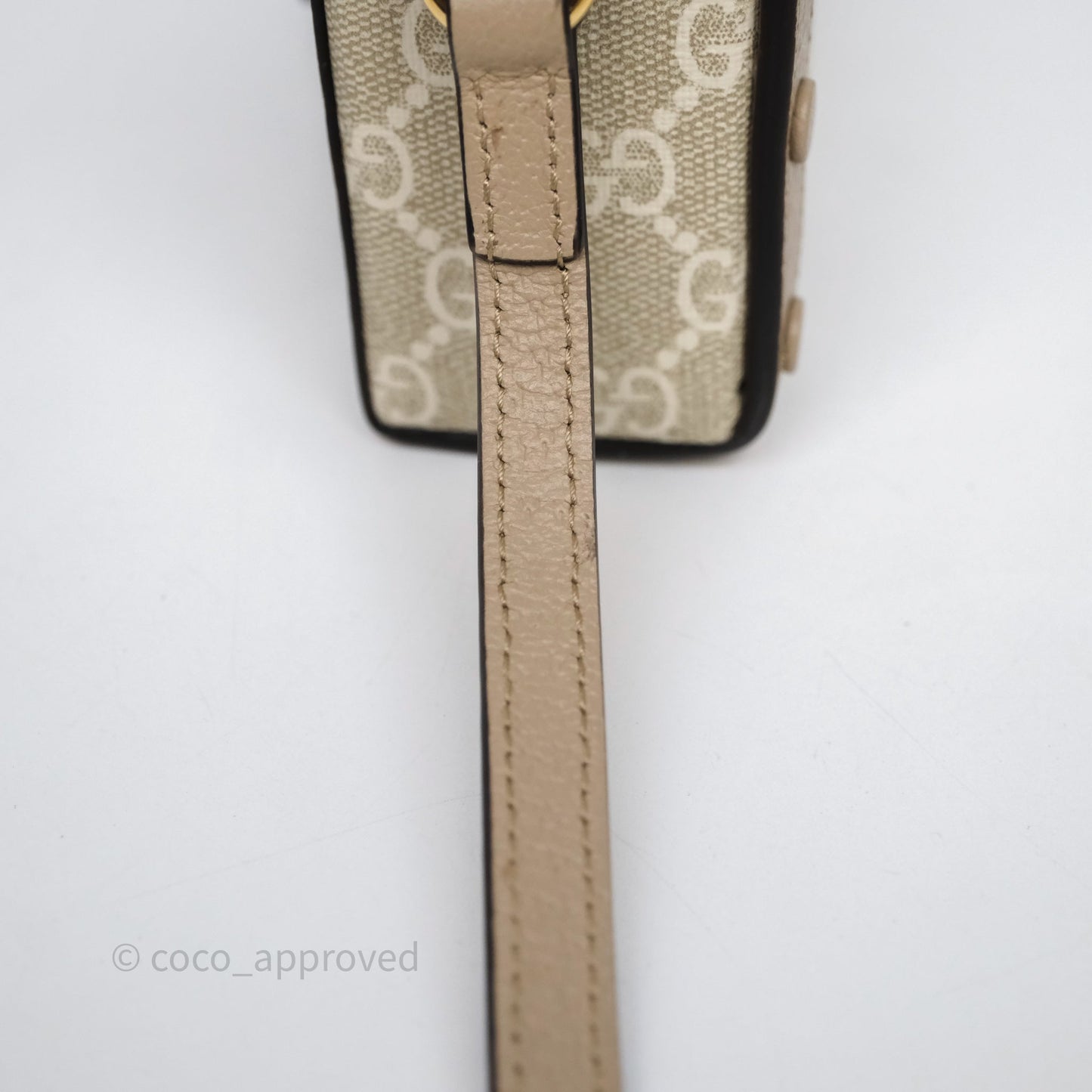 Gucci Horsebit 1955 Mini Bag Beige/ White GG Supreme Canvas Gold Hardware