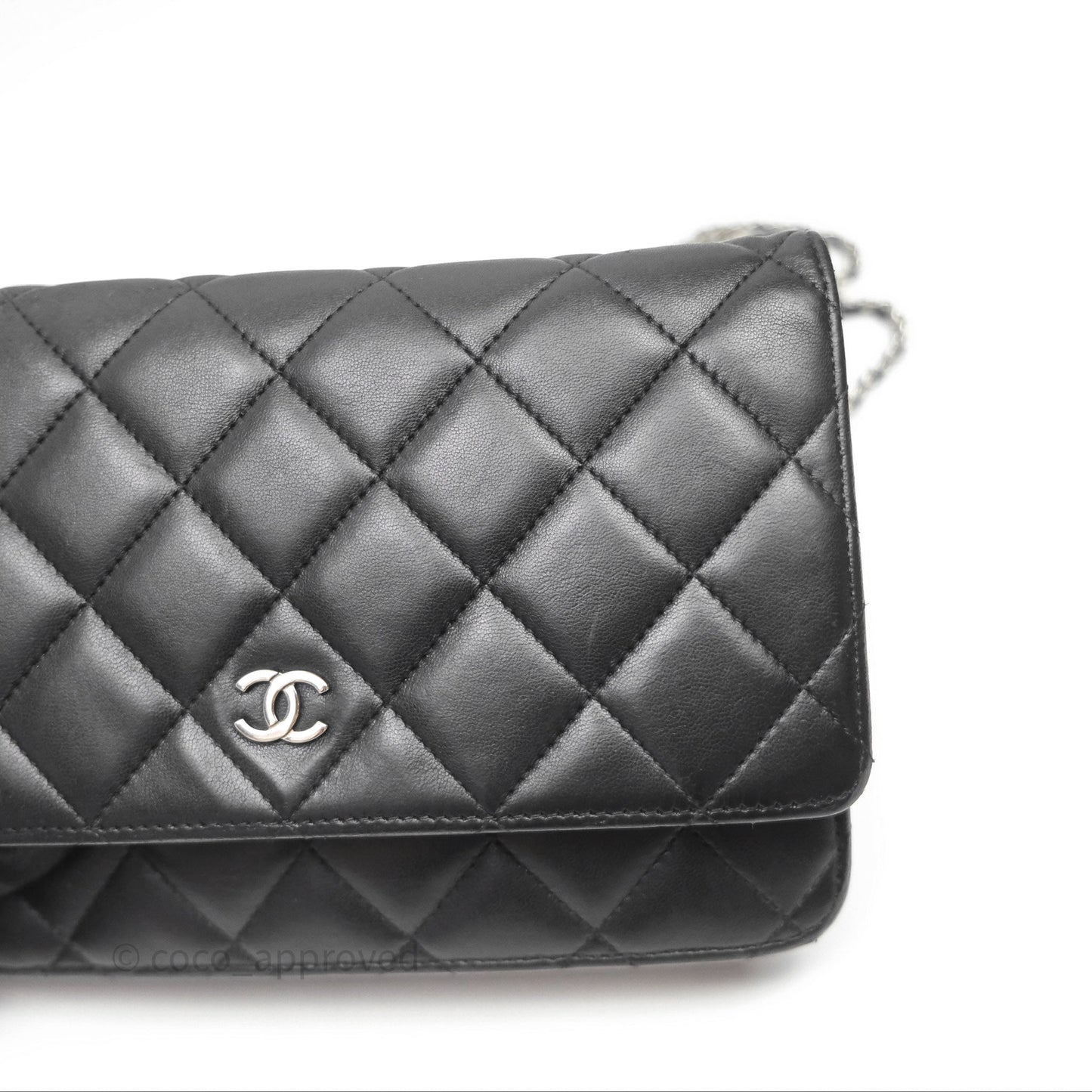 Chanel Quilted WOC Black Lambskin Silver Hardware