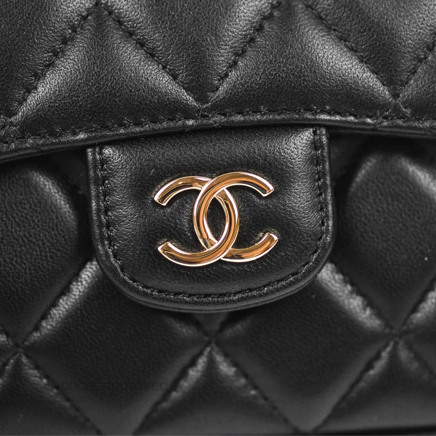 Chanel Mini Handle Clutch With Chain Black Lambskin Gold Hardware