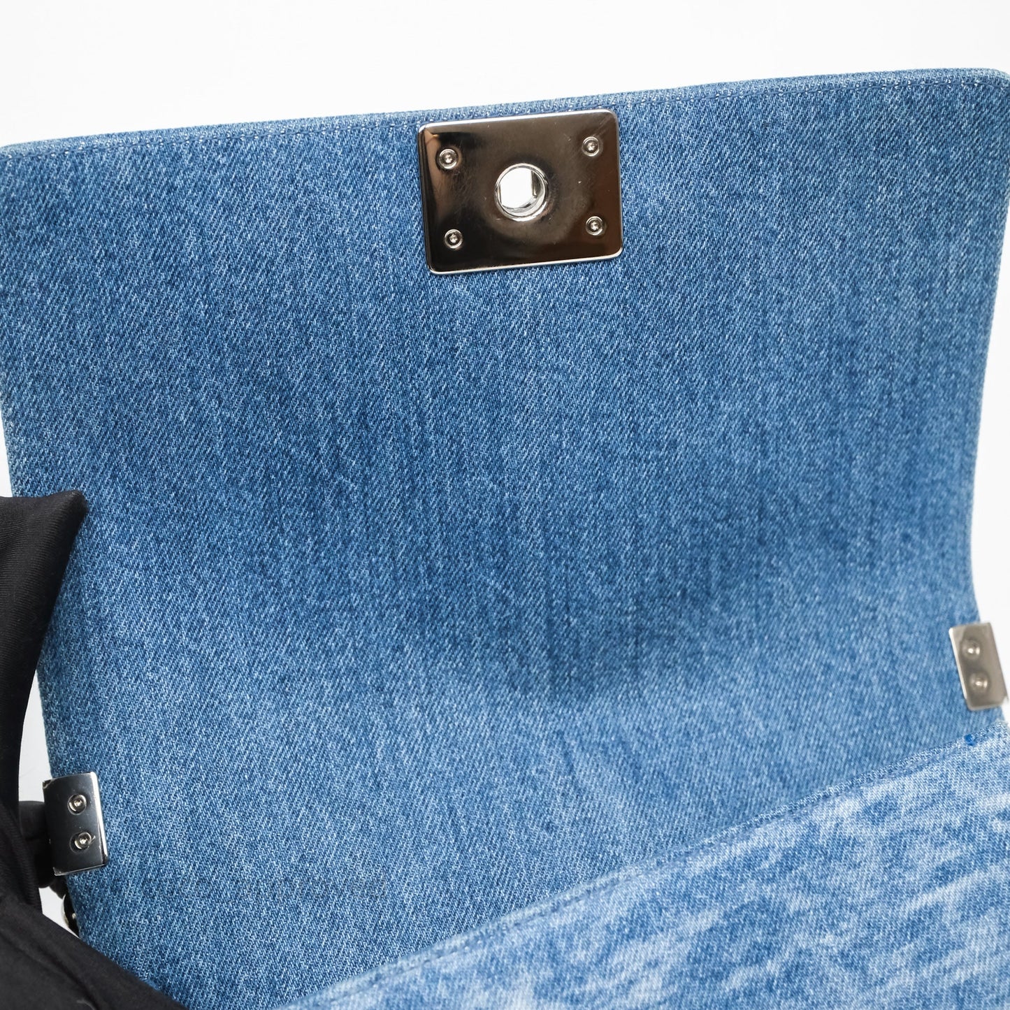 Chanel Medium Boy Blue Denim Tweed Silver Hardware