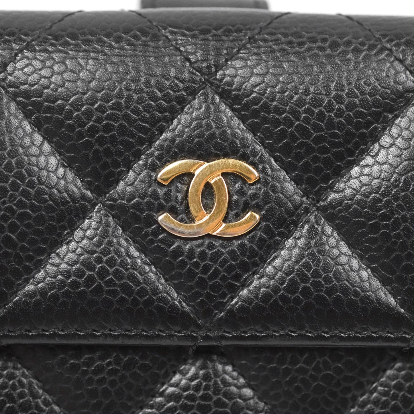 Chanel Quilted Short Flap Black Caviar Gold Hardware
