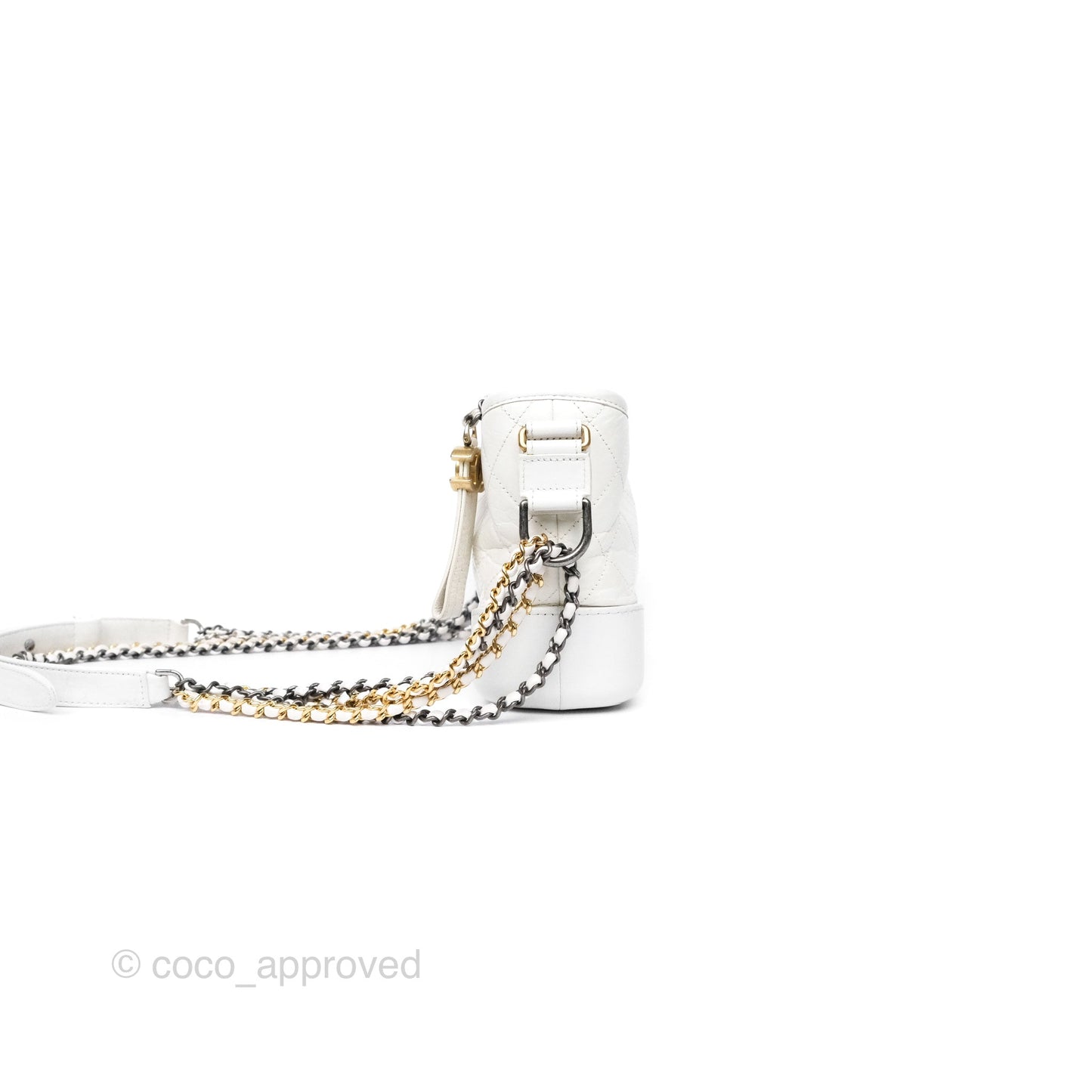 Chanel Small Gabrielle Hobo Quilted White Aged Calfskin