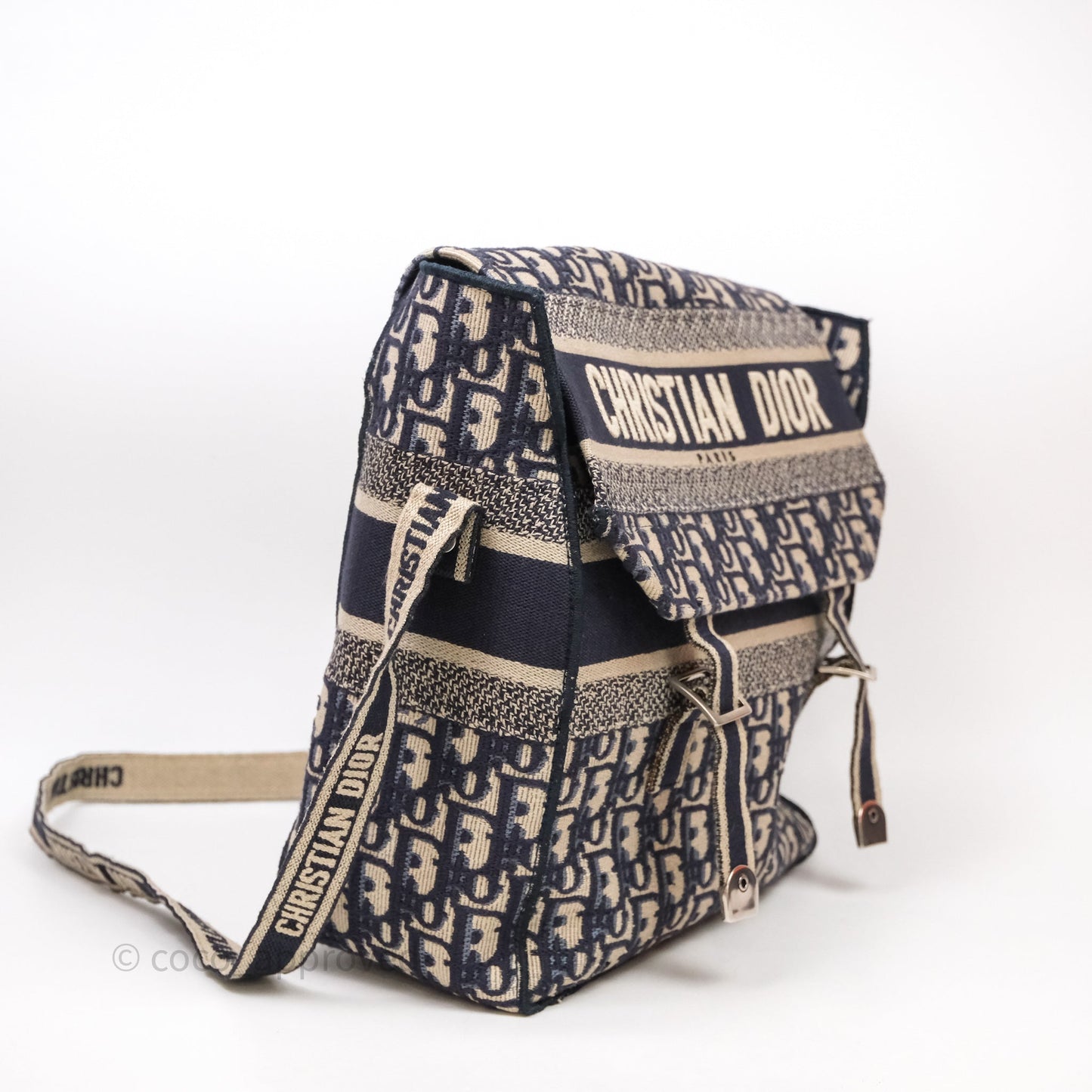 Christian Dior Medium DiorCamp Messenger Bag Oblique Embroidery Blue