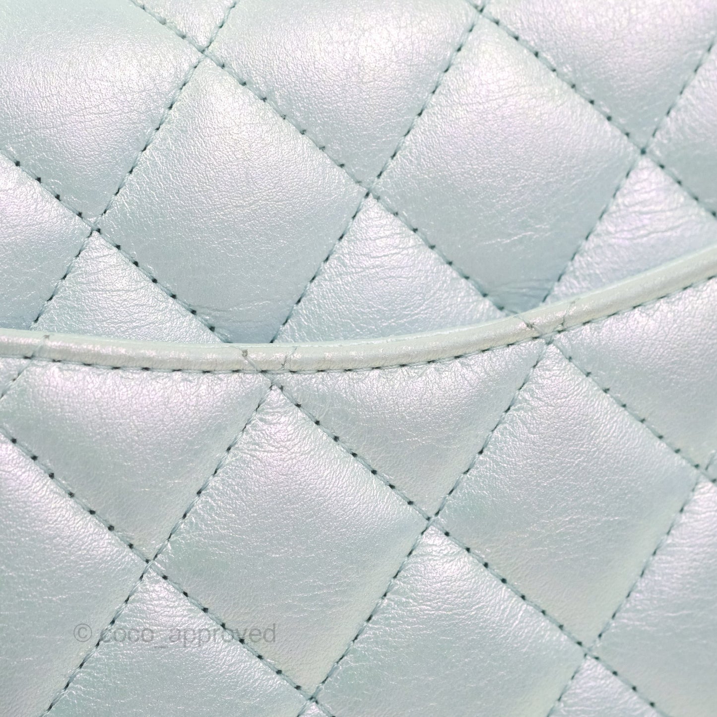 Chanel Mini Square Quilted Iridescent Icy Blue Silver Hardware