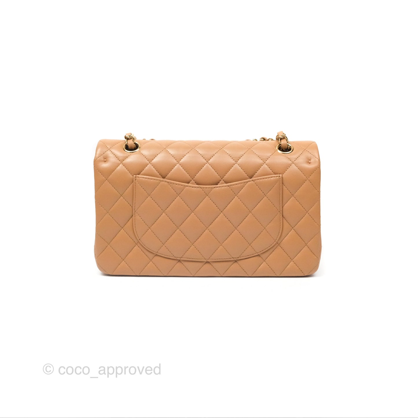 Chanel Classic M/L Medium Flap Quilted Dark Beige Lambskin Gold Hardware 22K