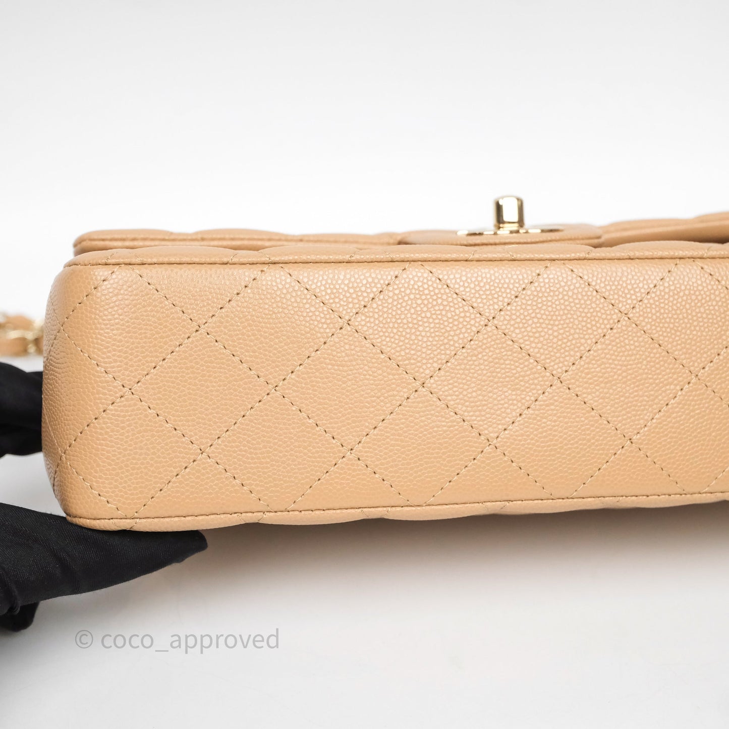 Chanel Classic M/L Medium Flap Quilted Dark Beige Caviar Gold Hardware