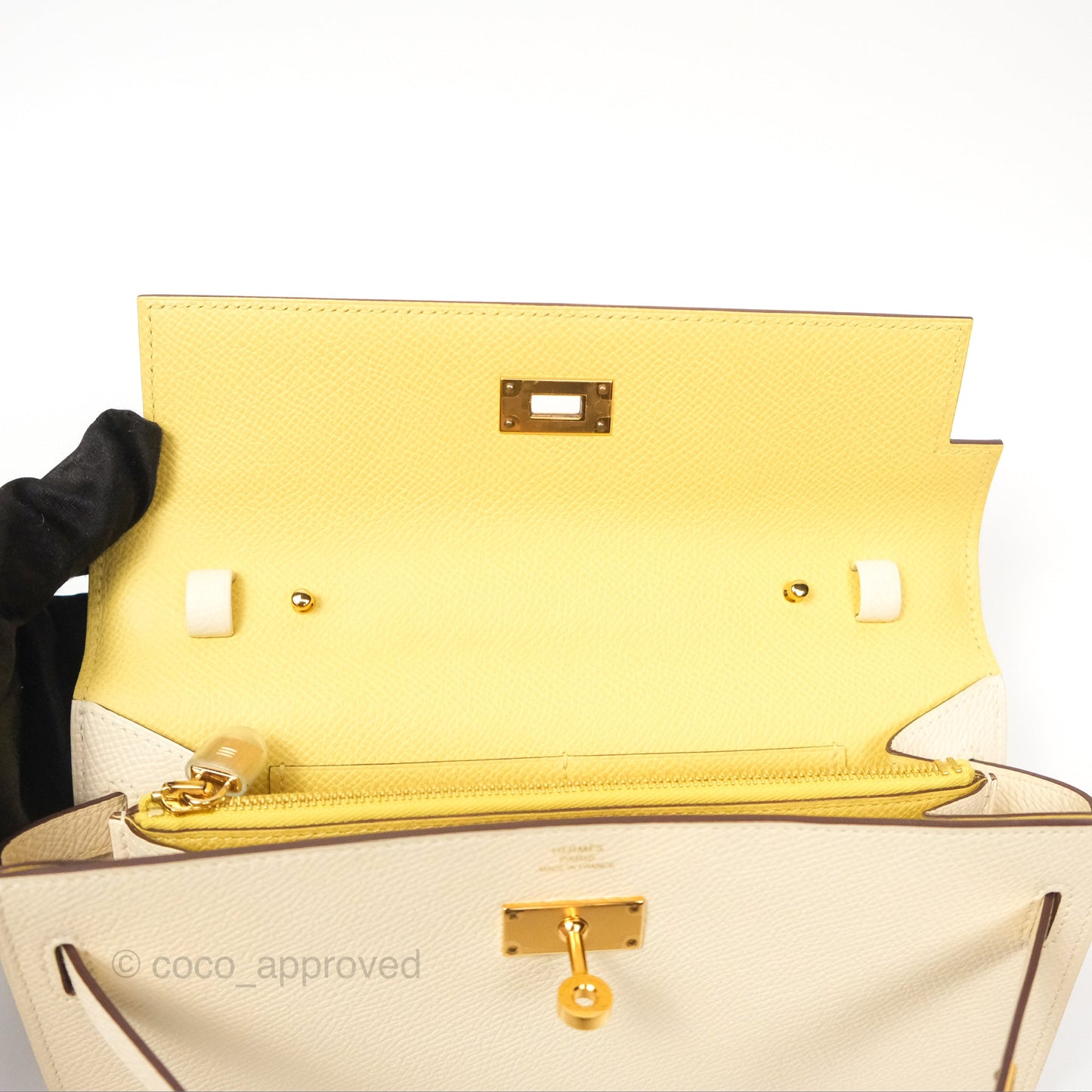 Hermès Kelly To Go Wallet Epsom Nata I2/ Jaune Poussin Gold Hardware