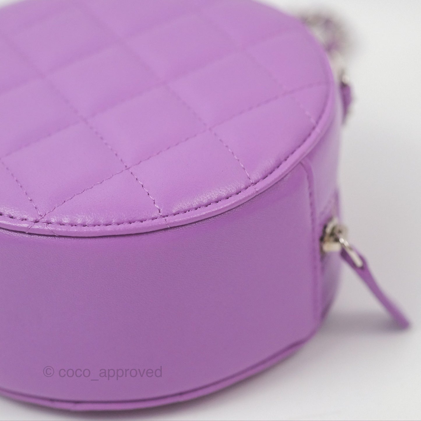 Chanel Round Circle Bag Purple Lambskin Silver Hardware