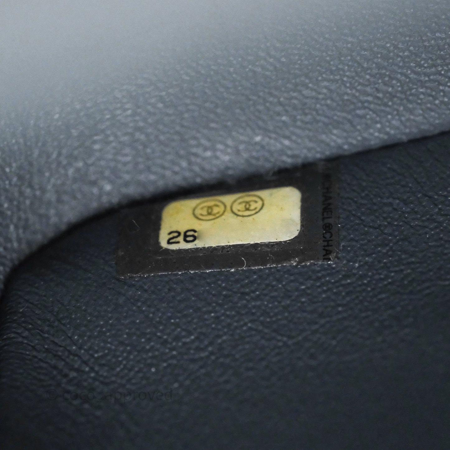 Chanel Mini Square Flap Quilted Dark Grey Blue Caviar Gold Hardware