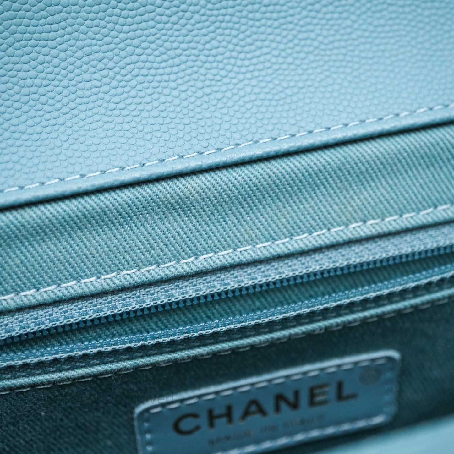 Chanel Small Quilted Business Affinity Flap Caviar Blue Gold Hardware