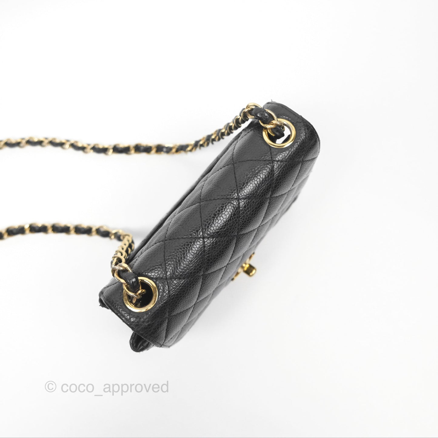 Chanel Vintage Mini Square Quilted Black Caviar Gold Hardware
