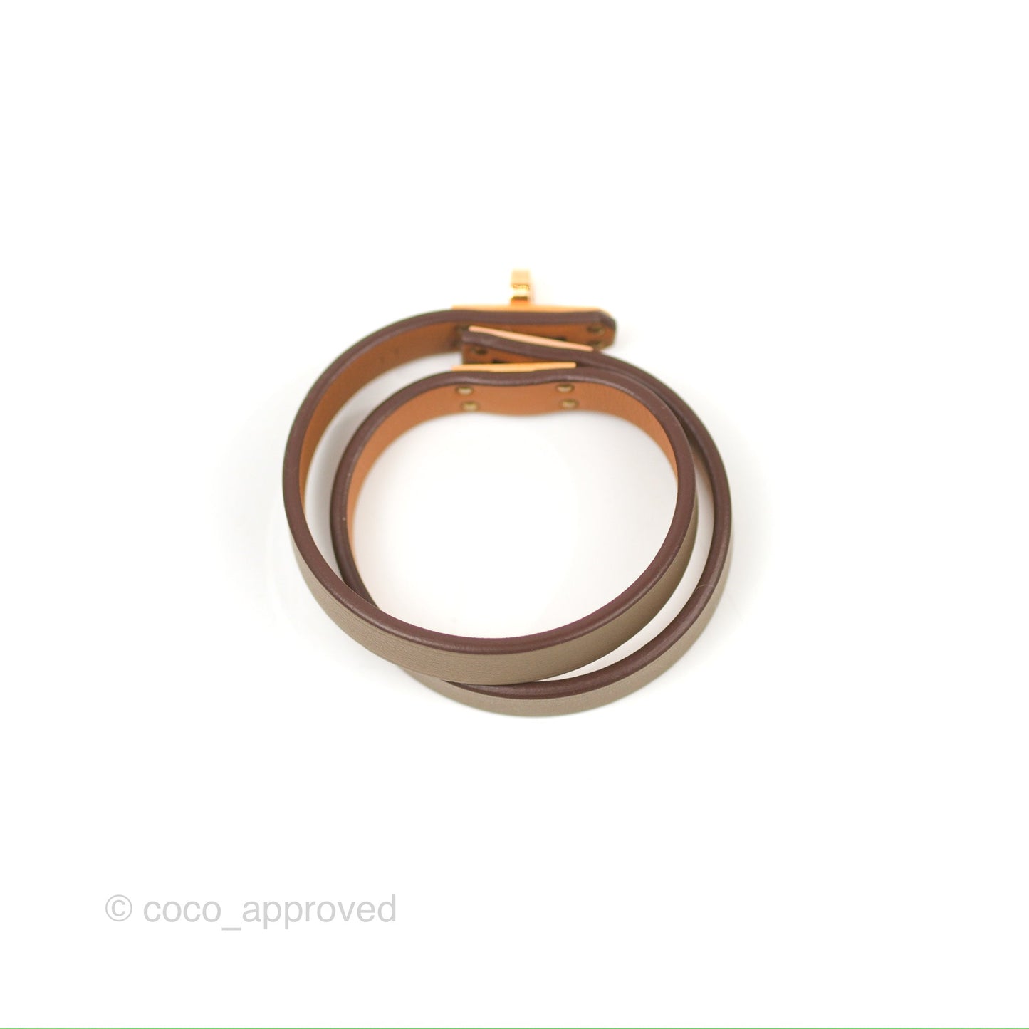 Hermès Kelly Double Tour Bracelet Etoupe Swift Rose Gold Hardware