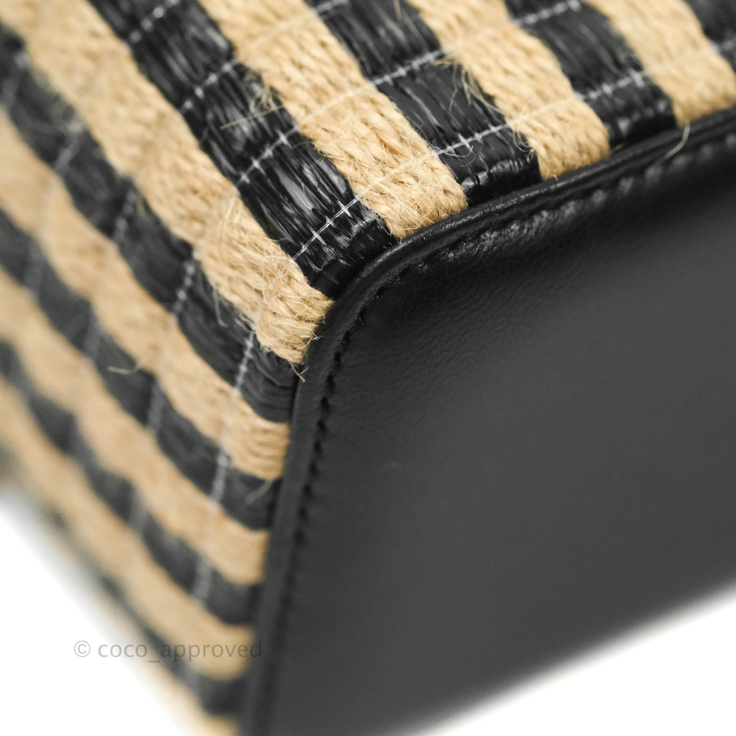 Chanel Vanity with Chain Raffia Jute Thread Black & Beige Gold Hardware