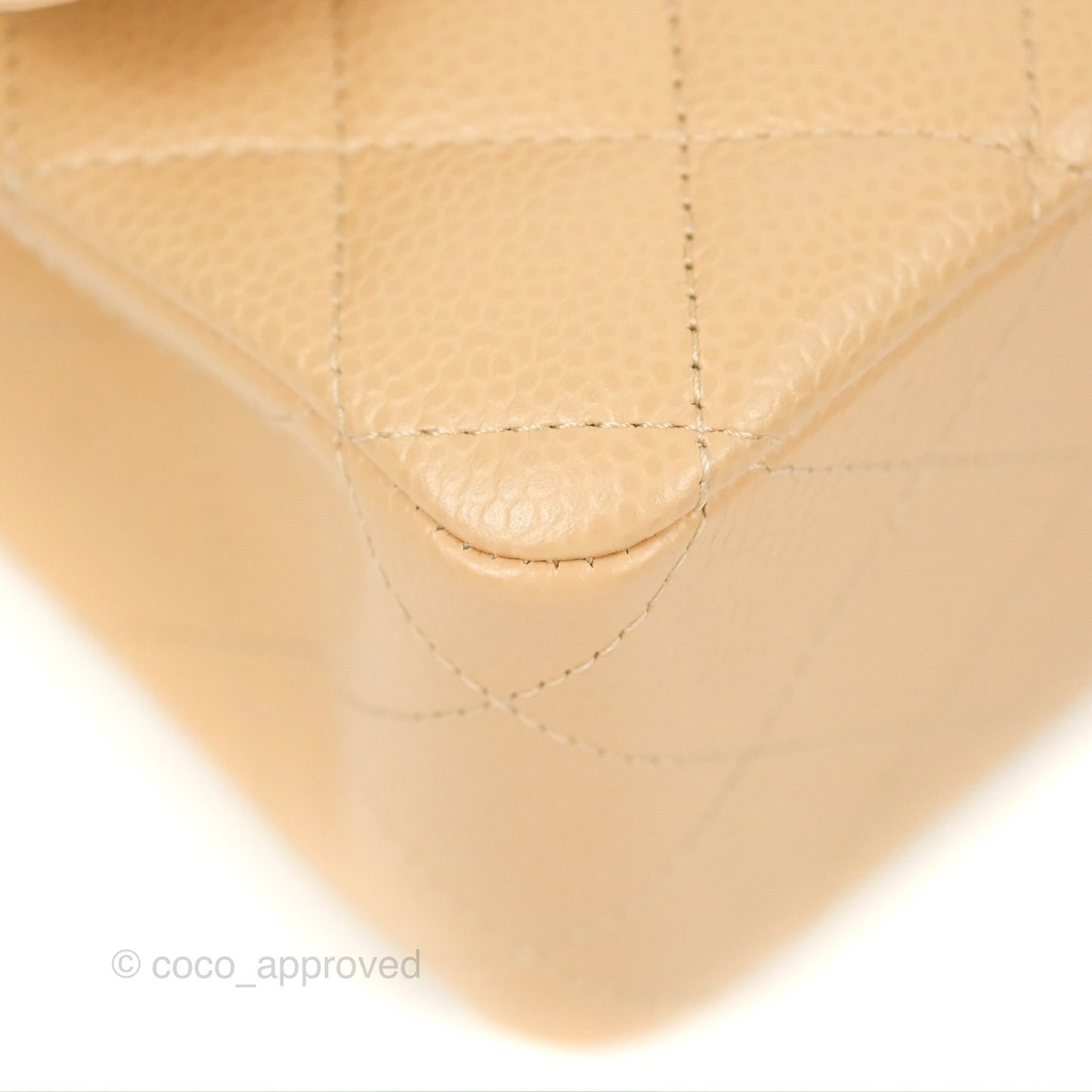 Chanel Classic M/L Medium Flap Quilted Beige Caviar Gold Hardware