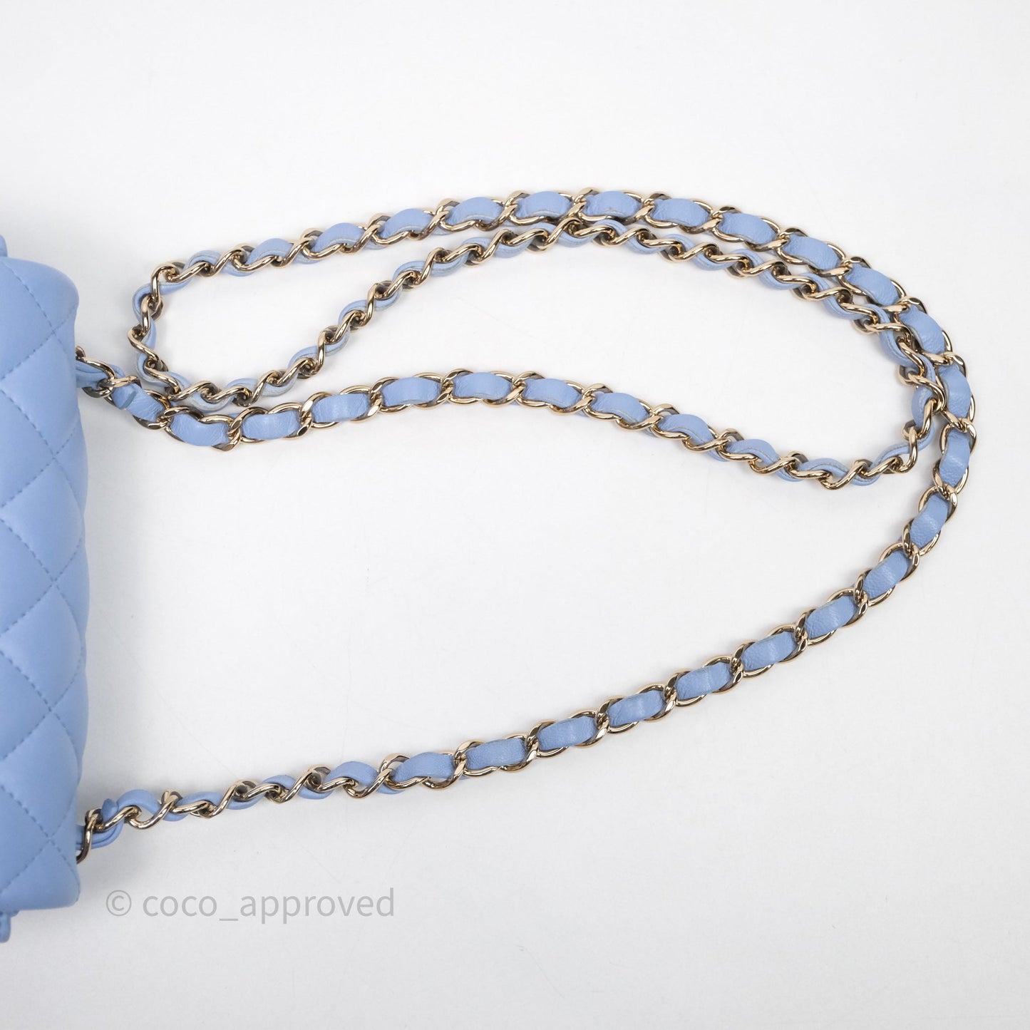 Chanel Mini Square Quilted Sky Blue Lambskin Gold Hardware