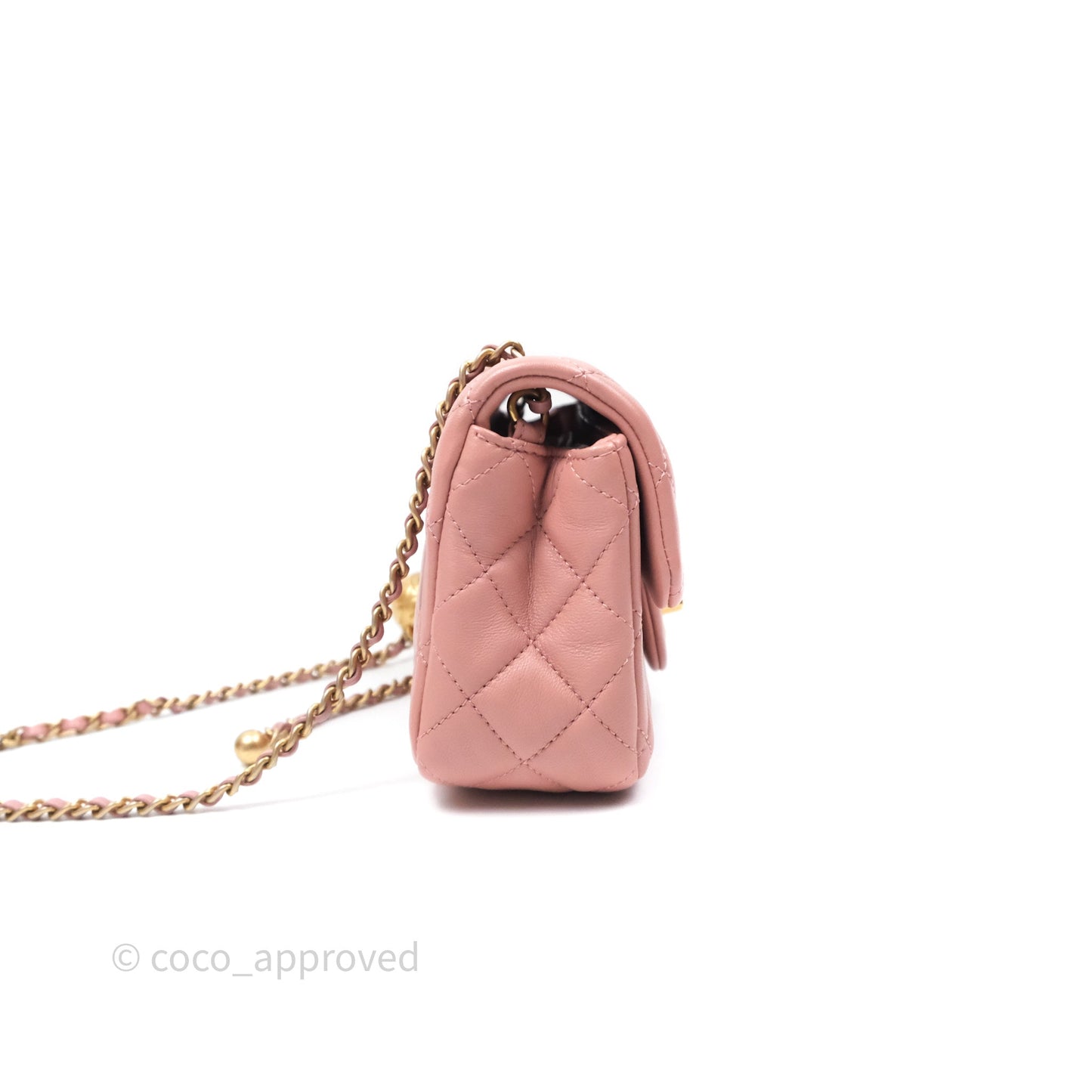 Chanel Mini Rectangular Pearl Crush Dusty Pink Lambskin Aged Gold Hardware