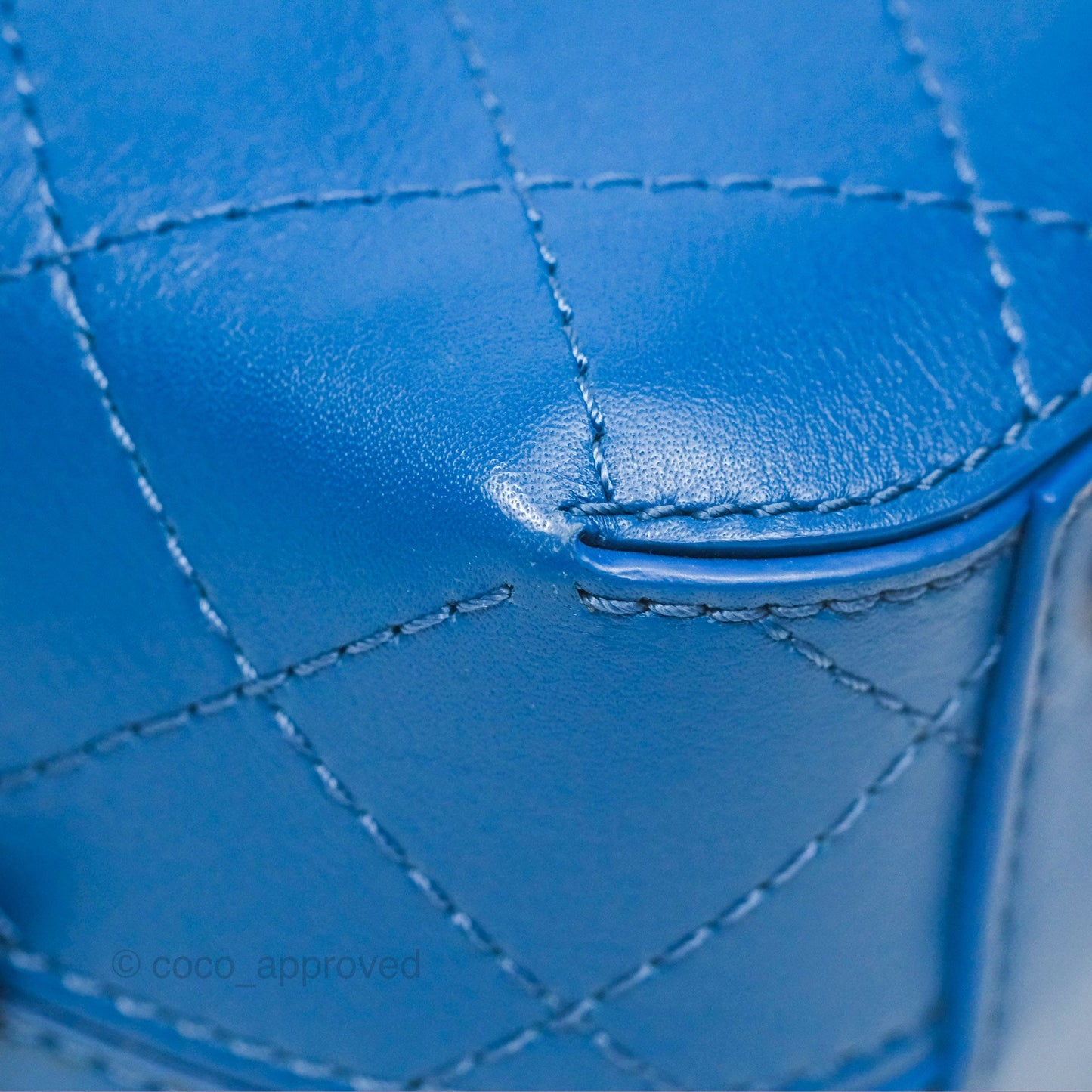 Chanel Stitched Camera Case Bag Blue Calfskin Gold Hardware