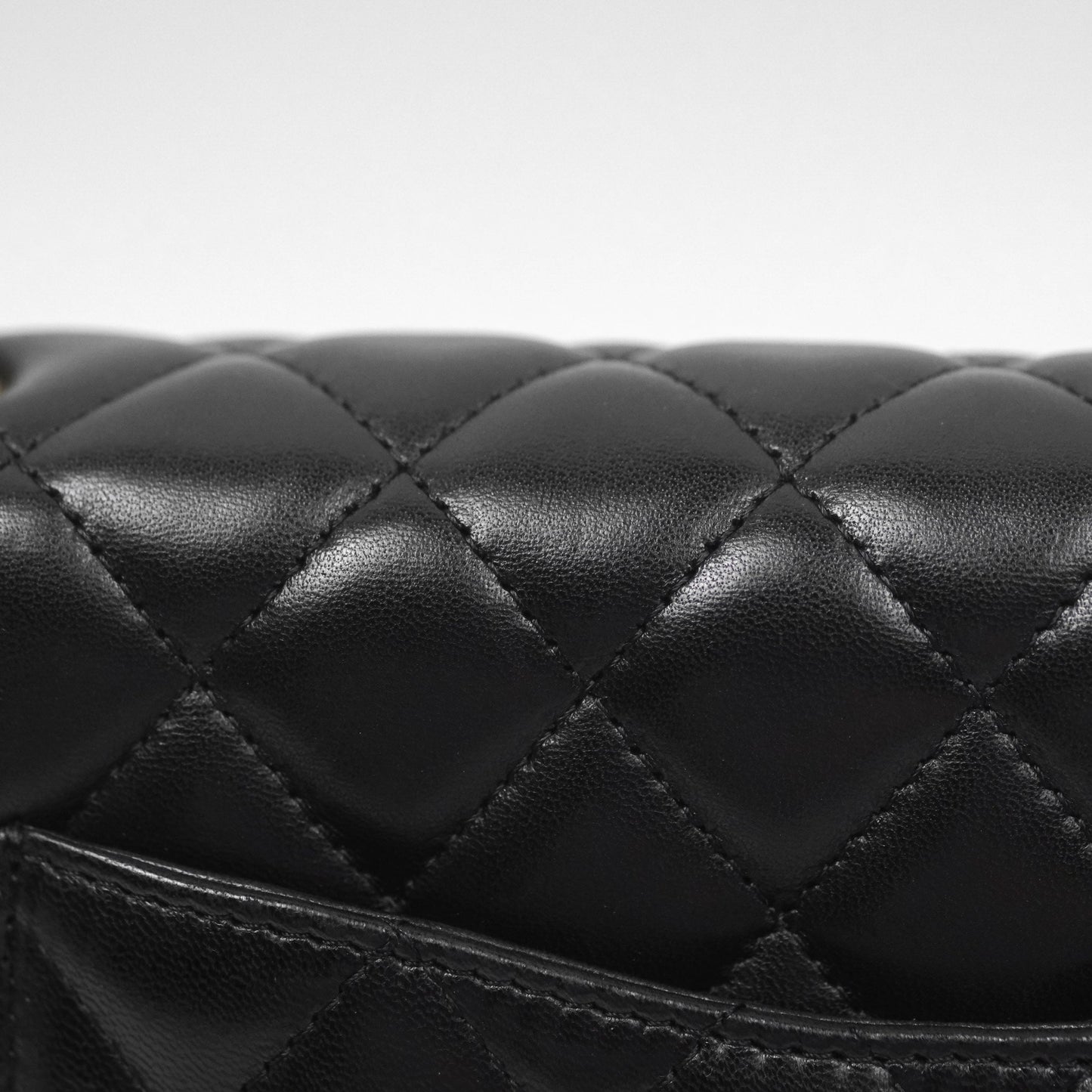 Chanel Quilted East West Flap Bag Black Lambskin Gold Hardware