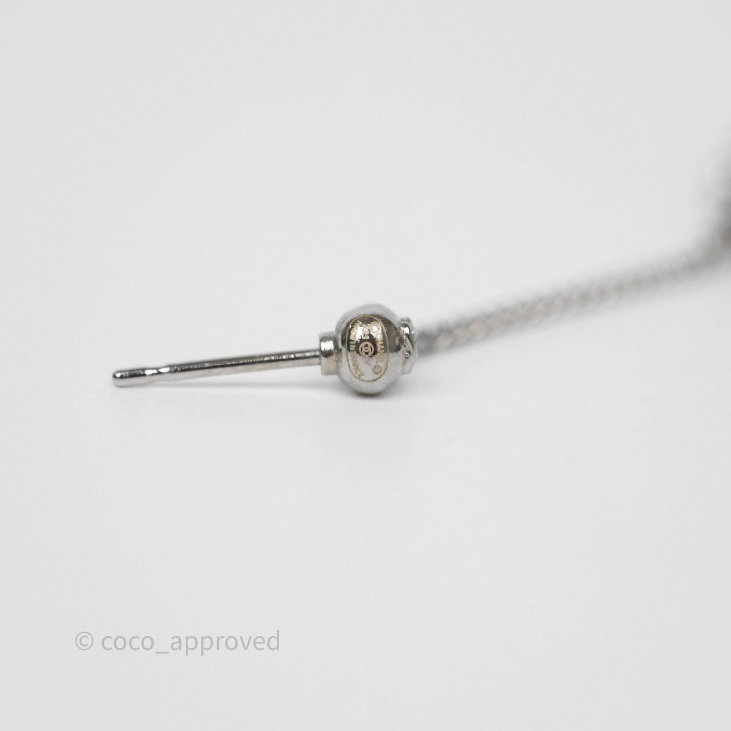 Chanel CC Crystal Long Drop Earrings Silver Tone 21V
