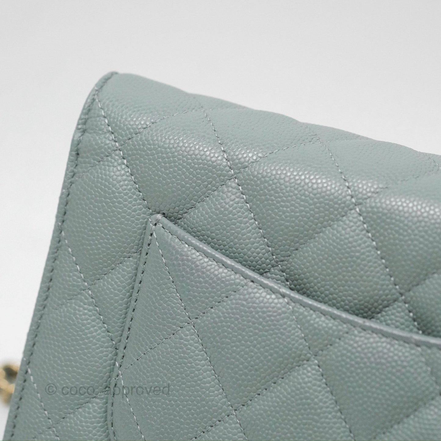 Chanel Quilted Classic Wallet on Chain WOC Green Caviar Silver Hardware