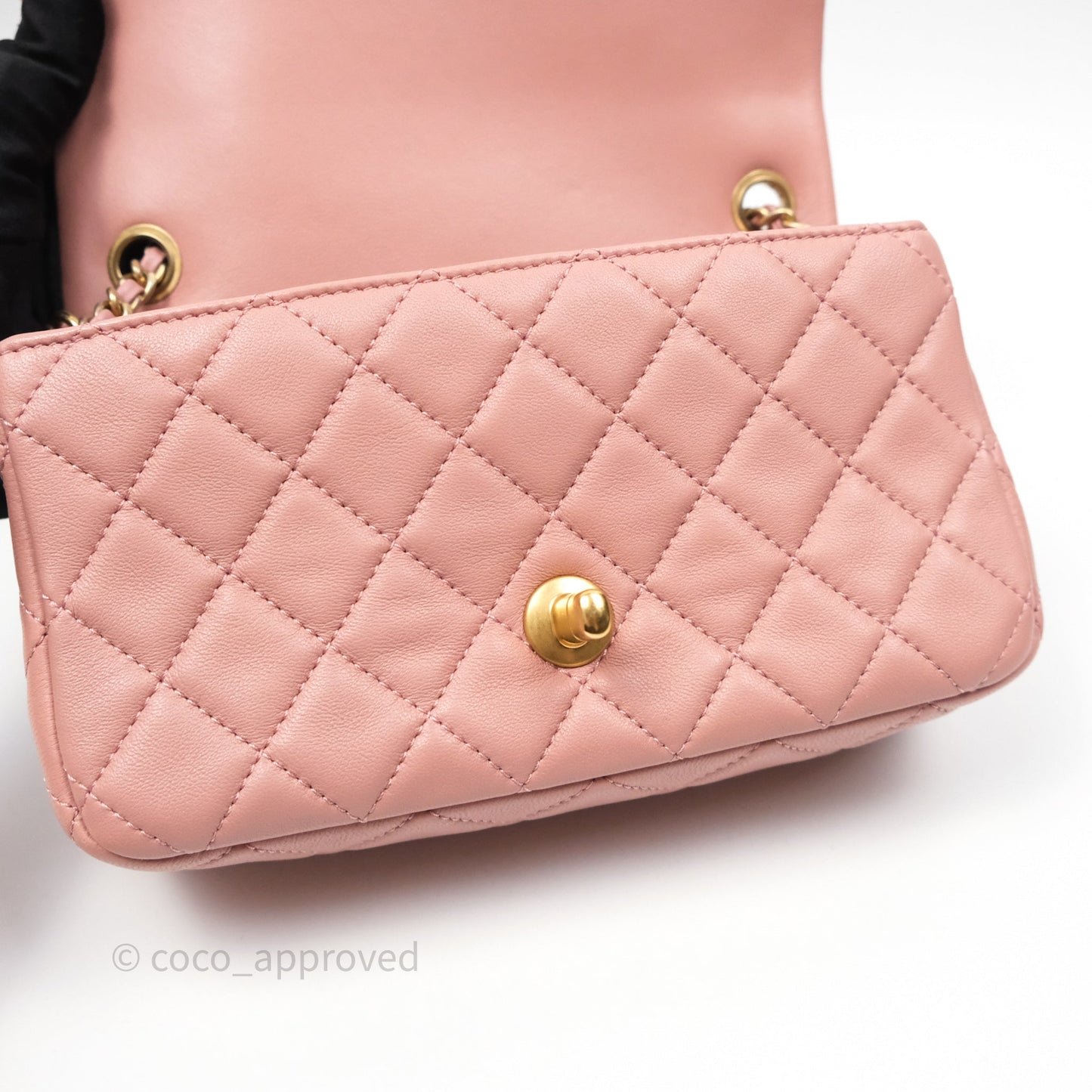 Chanel Mini Rectangular Pearl Crush Dusty Pink Lambskin Aged Gold Hardware