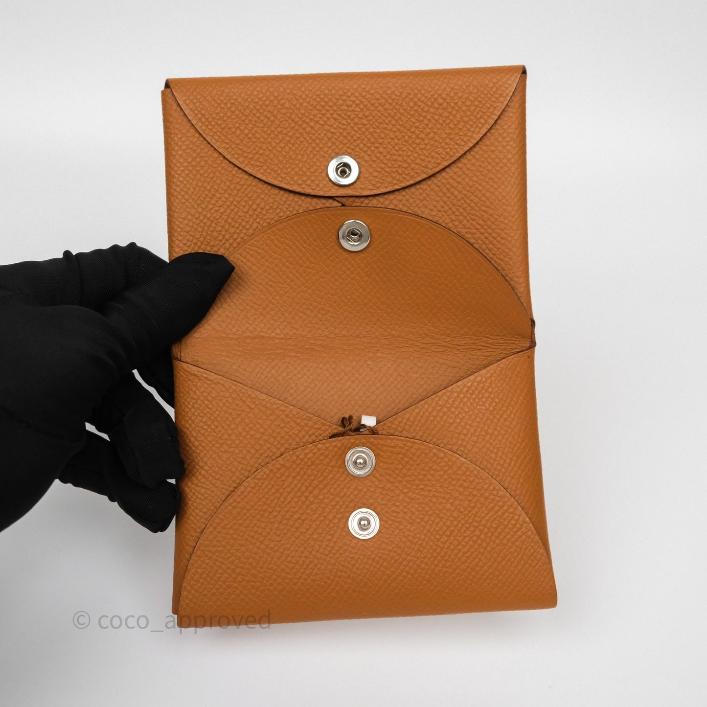 Hermès Calvi Duo Compact Card Holder Gold Epsom