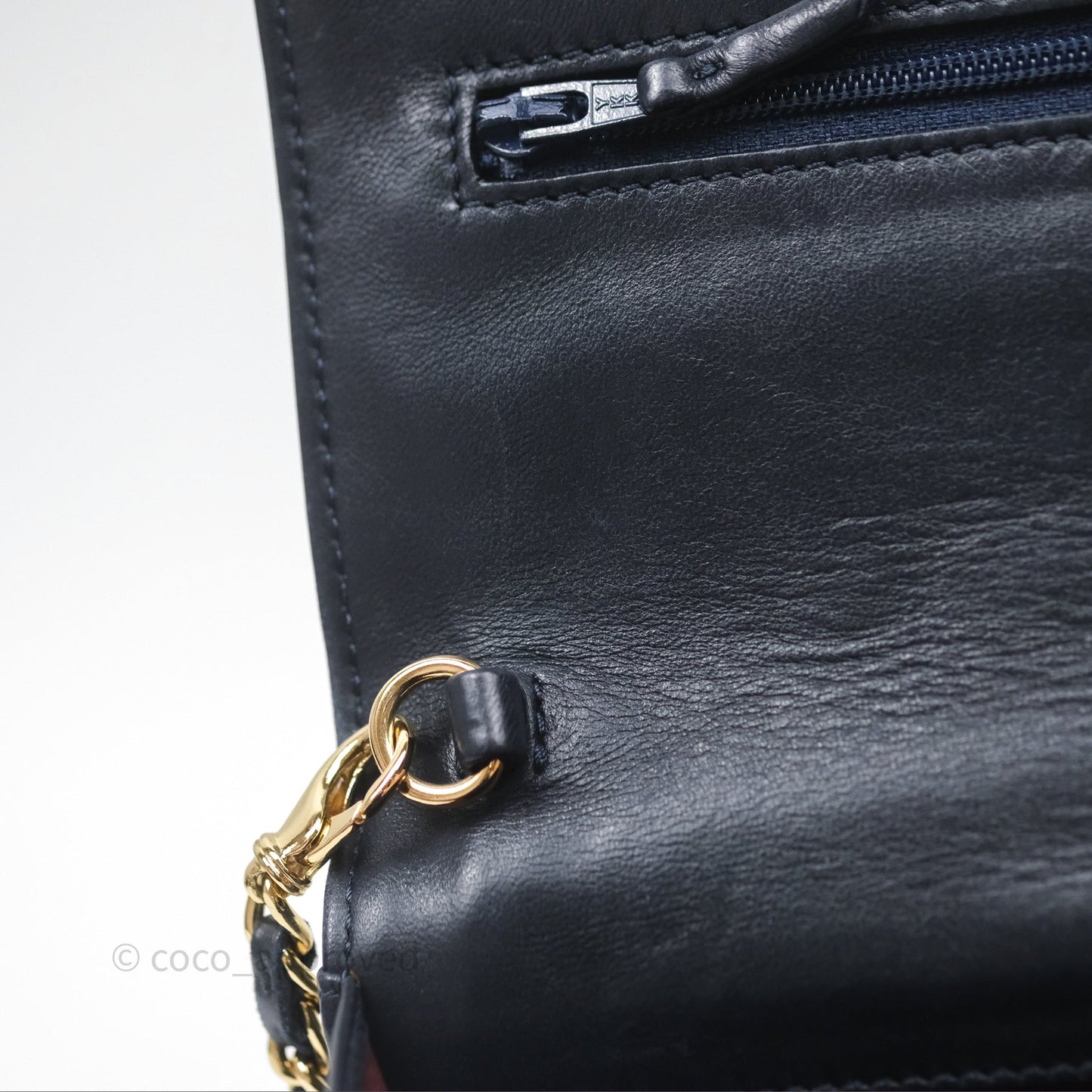 Chanel Golden Class Wallet on Chain WOC Navy Lambskin Gold Hardware