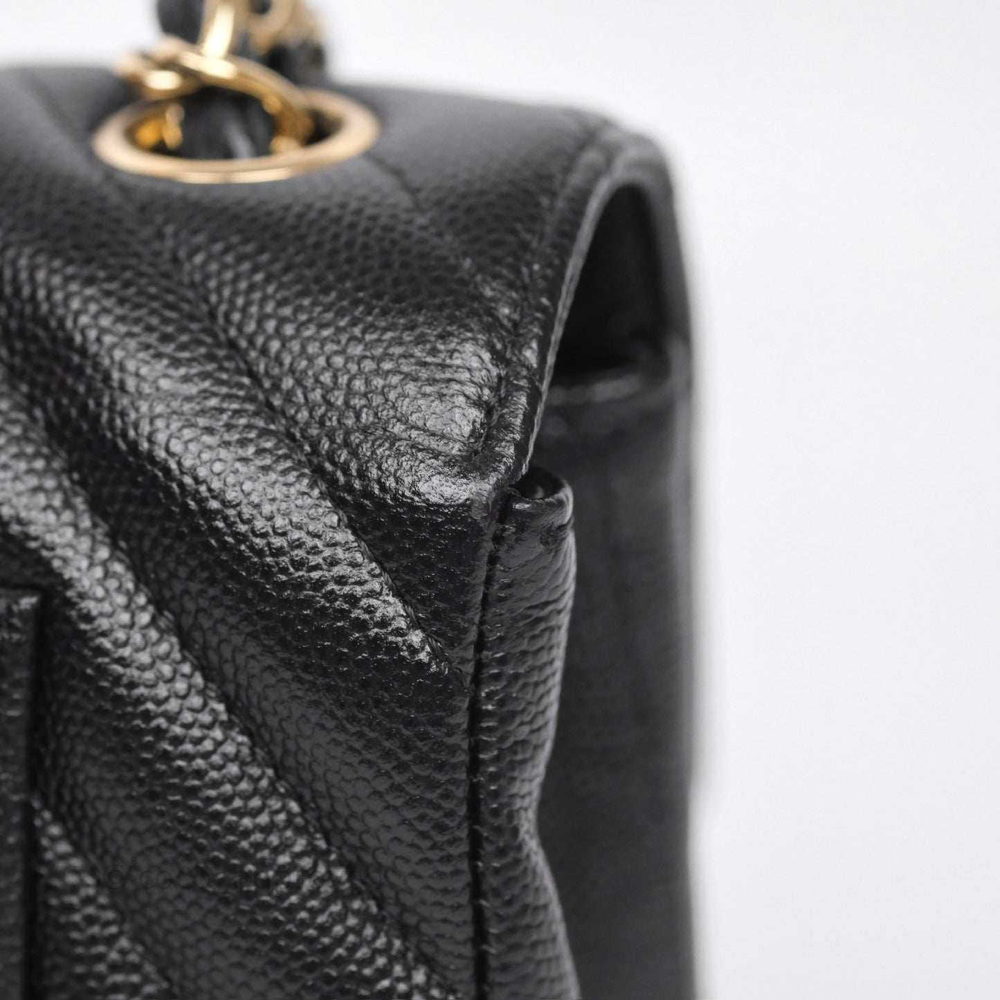 Chanel Mini Rectangular Chevron Black Caviar Gold Hardware