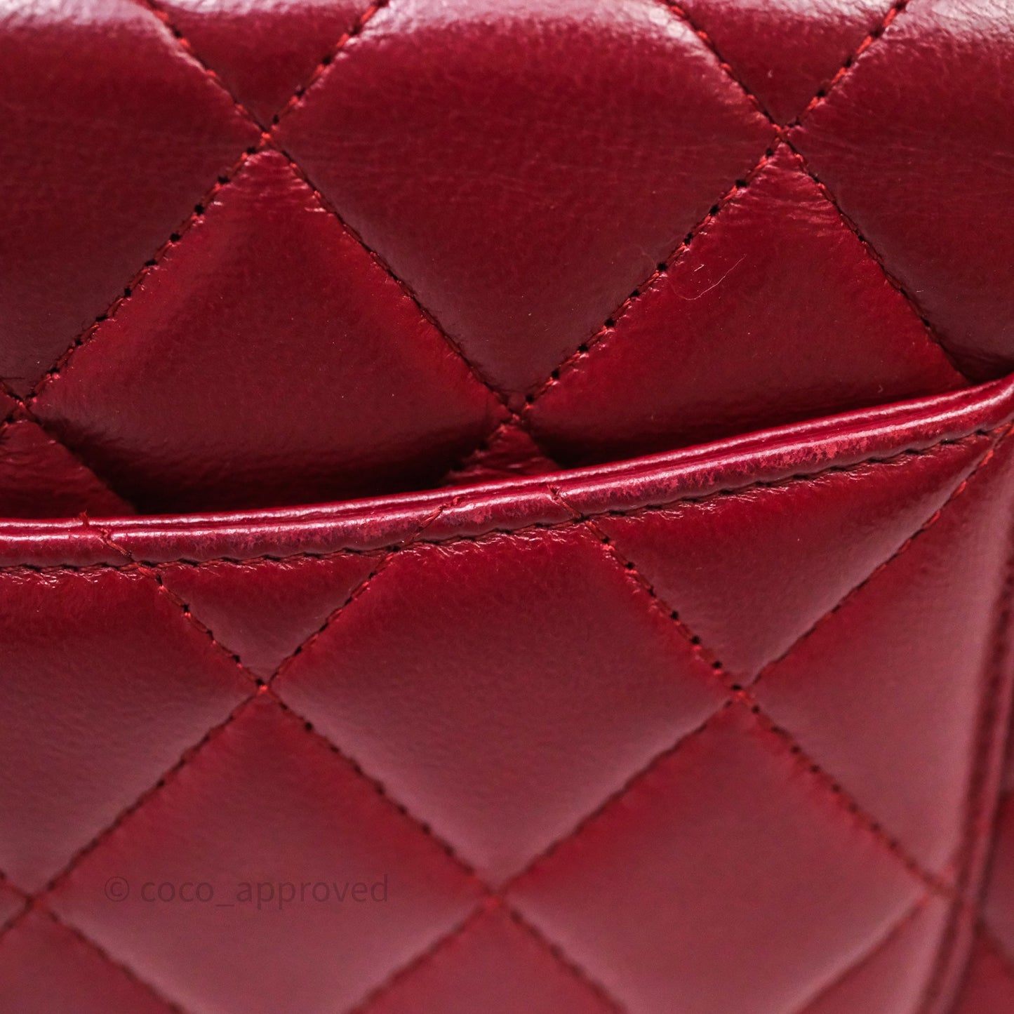 Chanel Quilted Wallet on Chain WOC Red Lambskin Silver Hardware