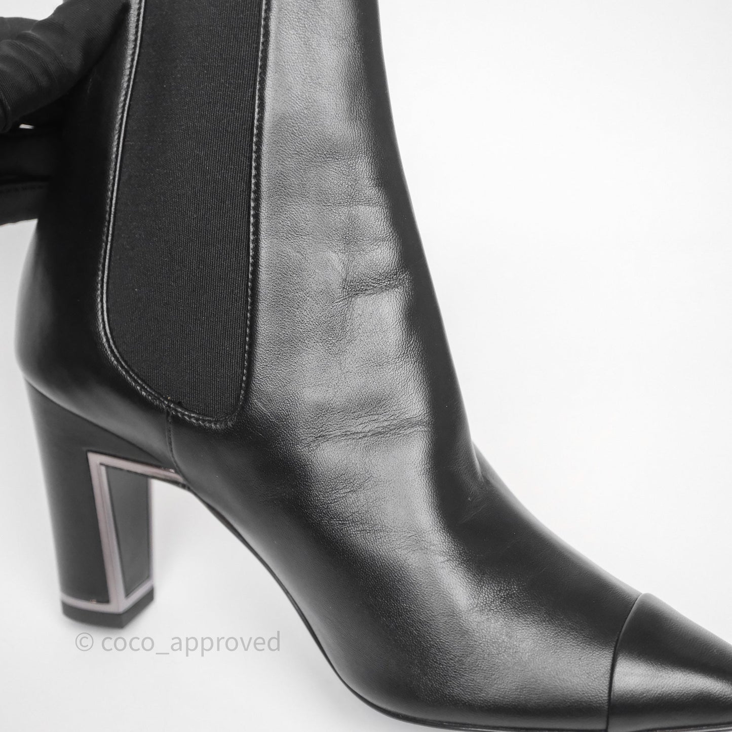 Chanel Leather Boots Black Size 36.5
