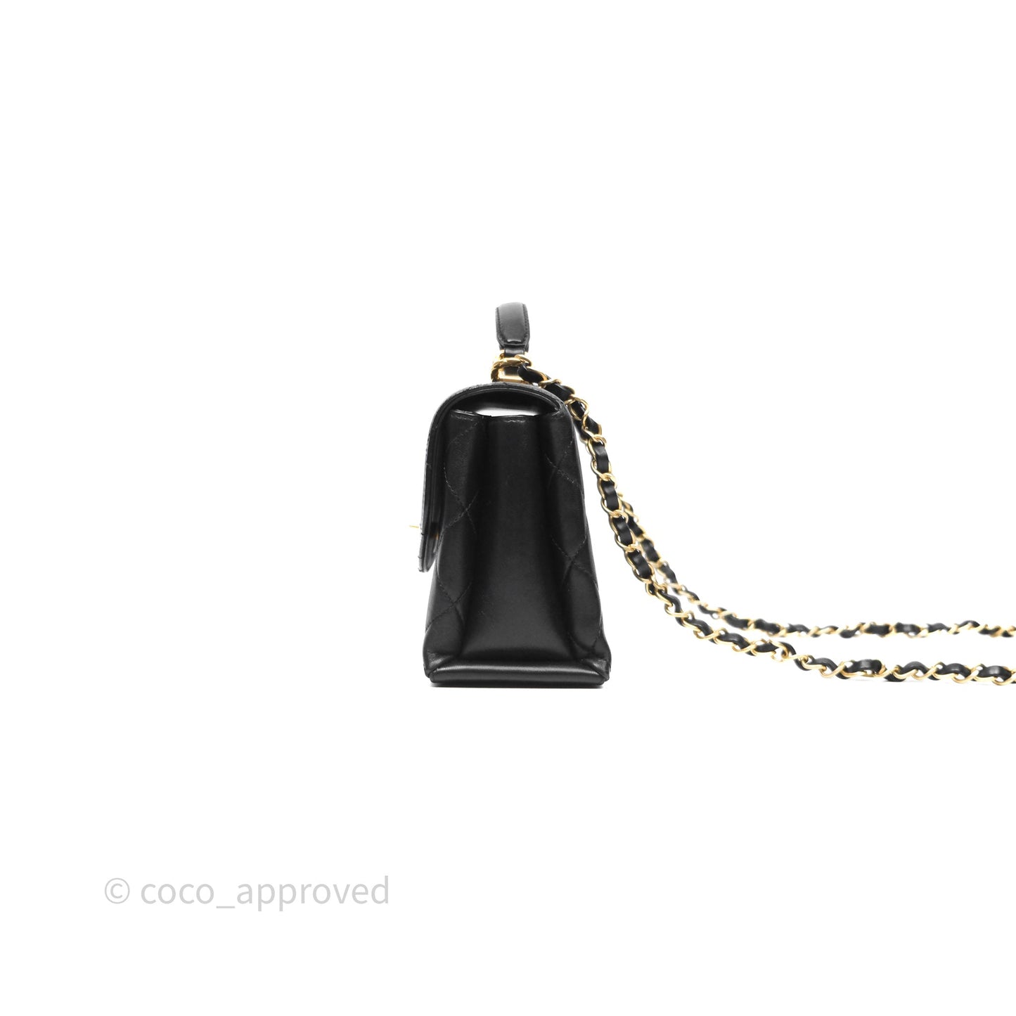 Chanel Trendy Spirit Top Handle Black Flap Bag Calfskin Gold Hardware