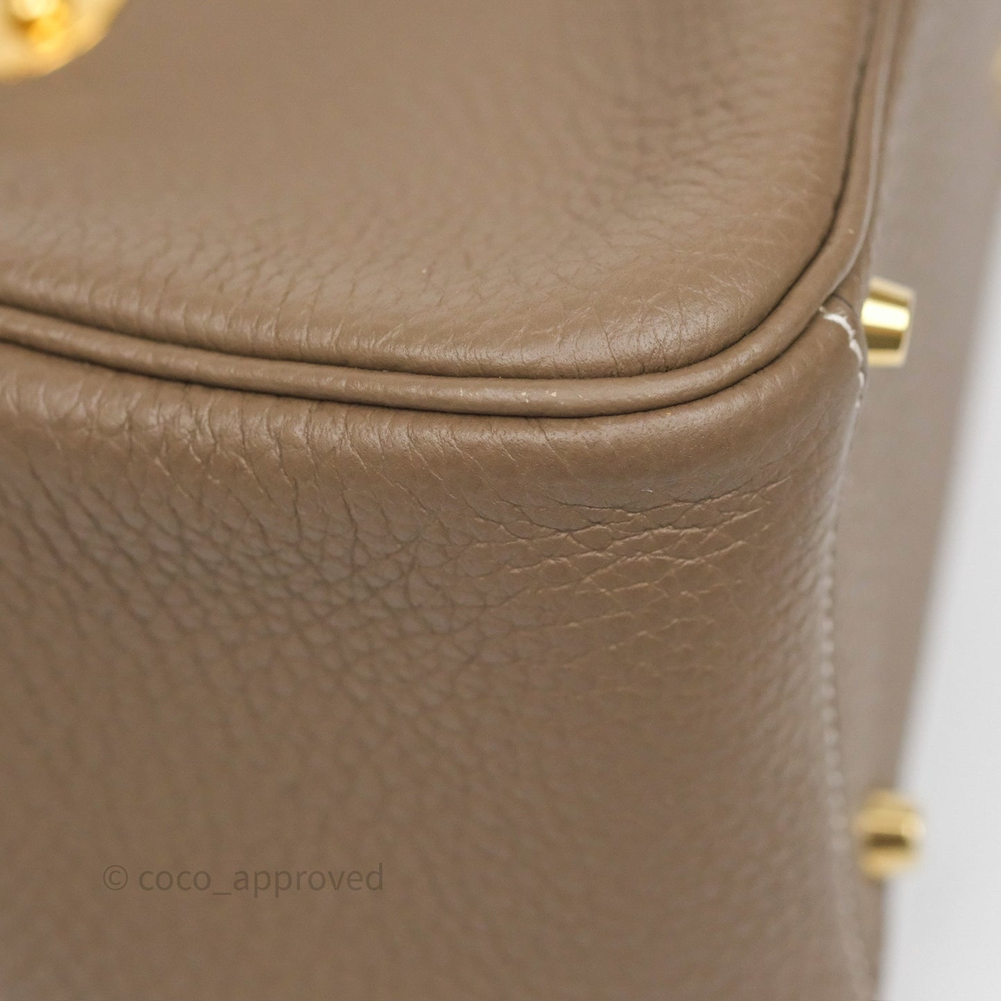 Hermès Mini Lindy 20 Etoupe 18 Clemence Gold Hardware