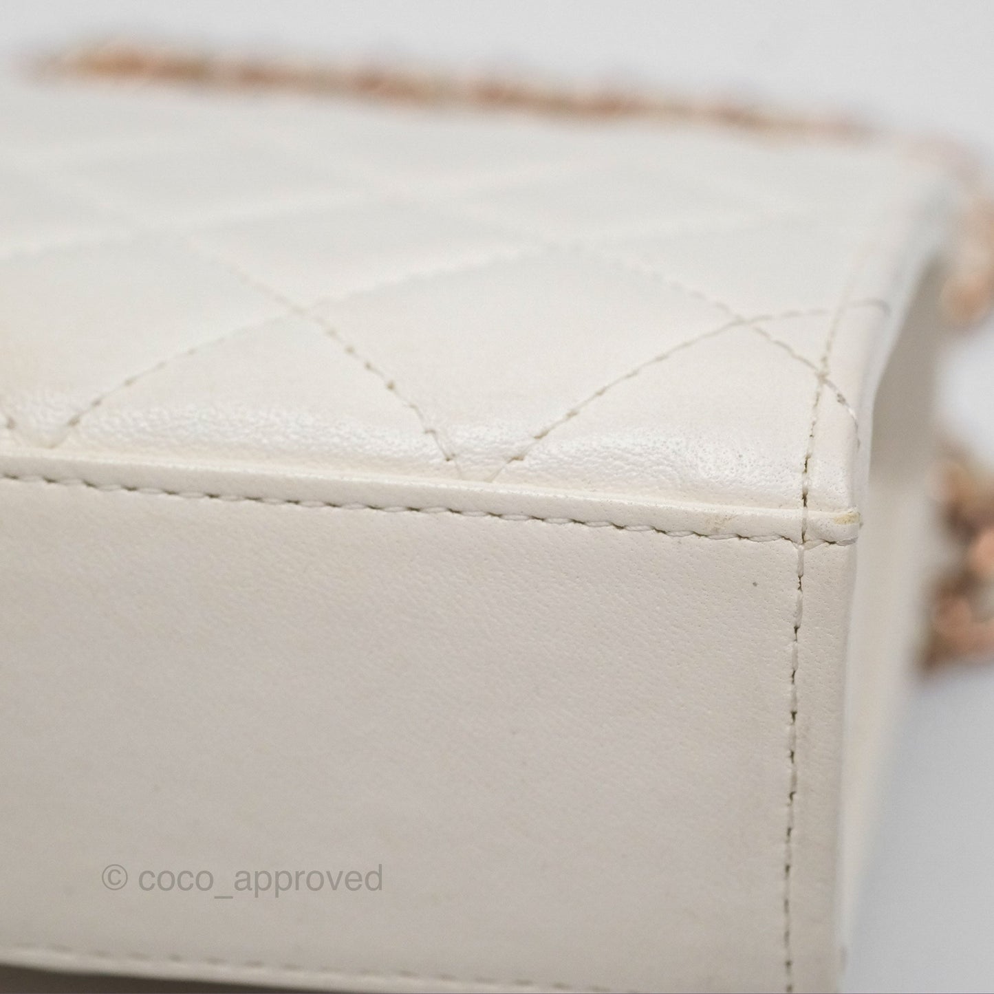 Chanel Mini Quilted Trendy CC Clutch With Chain White Lambskin Rose Gold Hardware