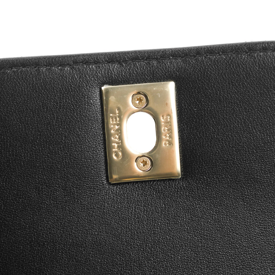 Chanel Small Quilted Trendy CC Clutch With Chain Black Lambskin Gold Hardware