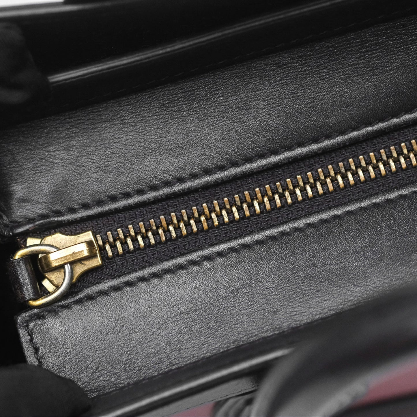 Celine Nano Luggage Satin Calfskin Gold Hardware Red/ Dark Brown