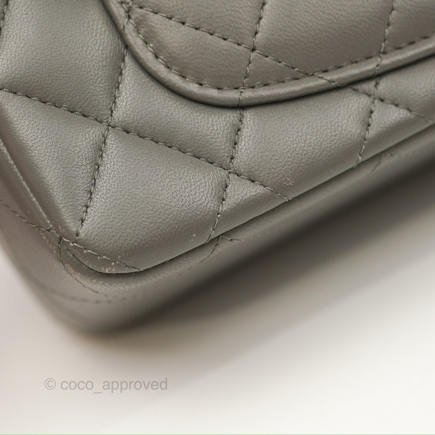 Chanel Top Handle Mini Rectangular Flap Bag Grey Lambskin Gold Hardware
