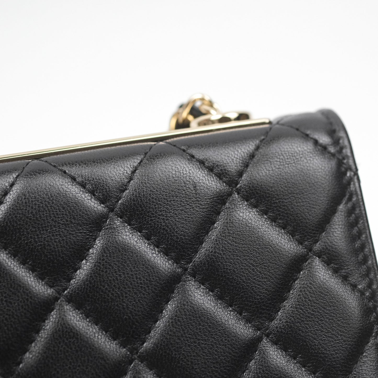 Chanel Mini Quilted Trendy CC Card Holder With Chain Black Lambskin Gold Hardware