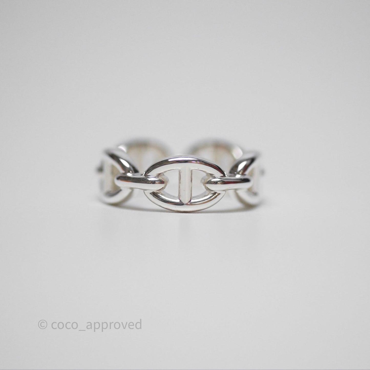 Hermès Sterling Silver PM Chaine d'Ancre Enchainee Band Ring Size 52