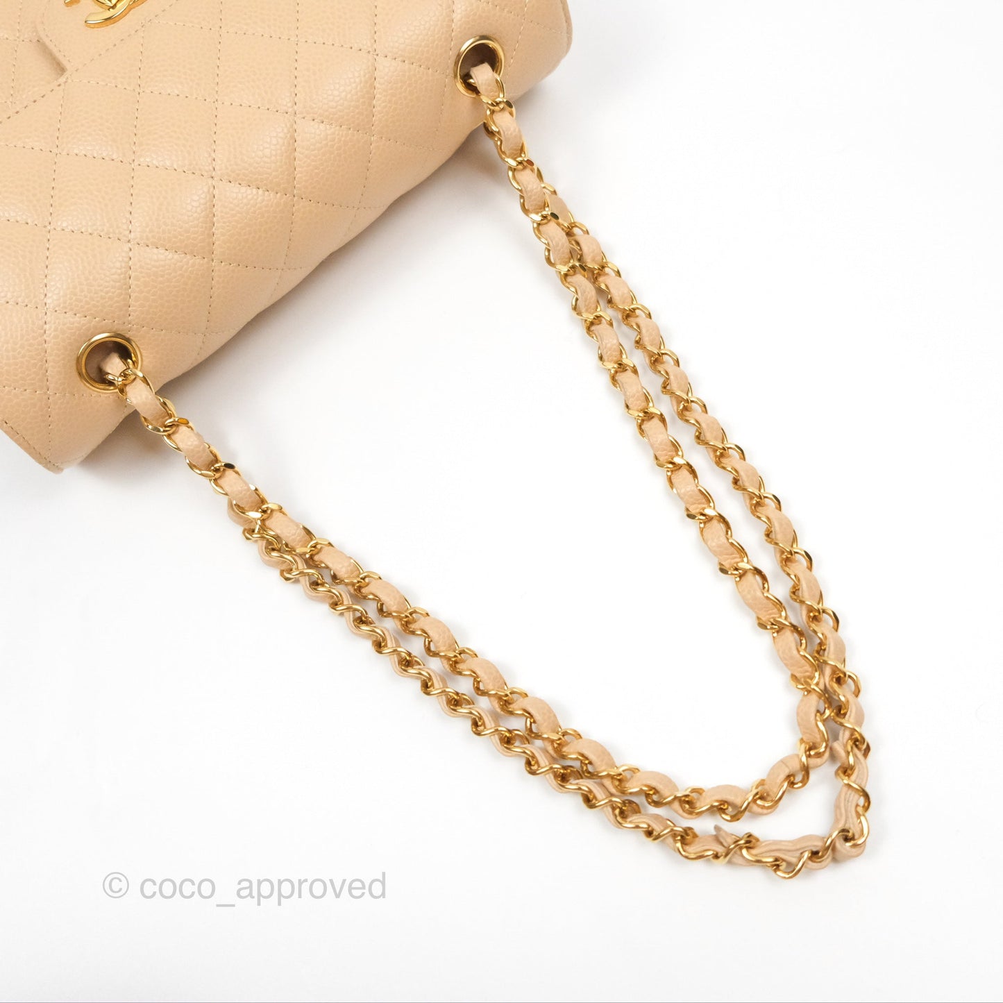 Chanel Small Quilted Classic Flap Beige Caviar Gold Hardware
