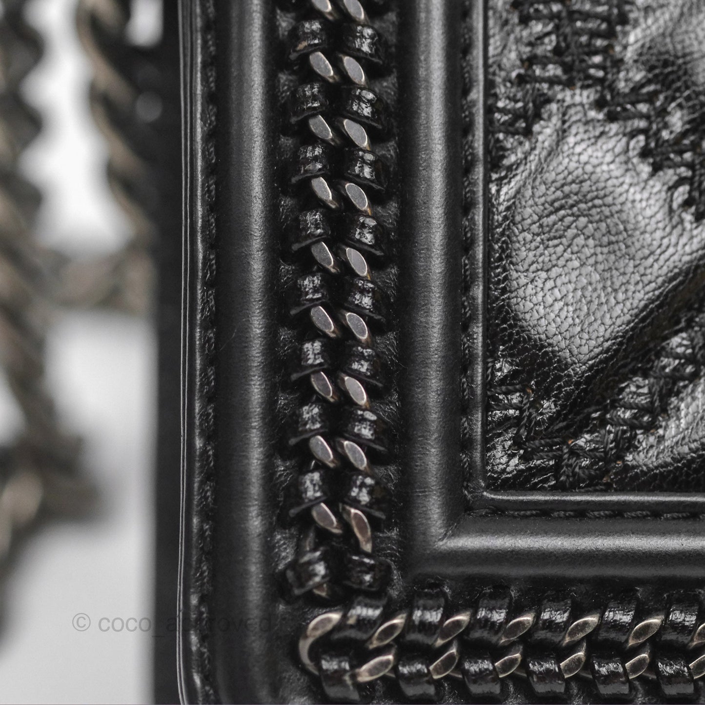 Chanel Small Chain Around Top Handle Boy Black Calfskin Ruthenium Hardware