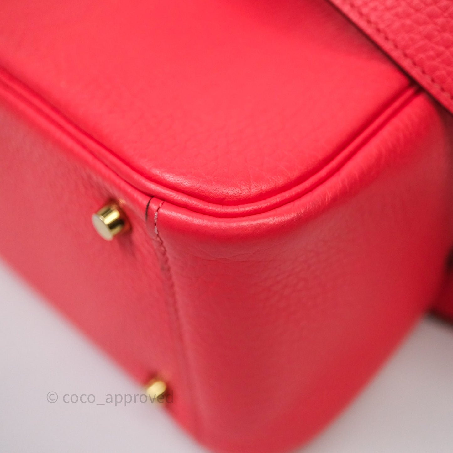 Hermès Mini Lindy 0E Rose Texas Clemence Gold Hardware